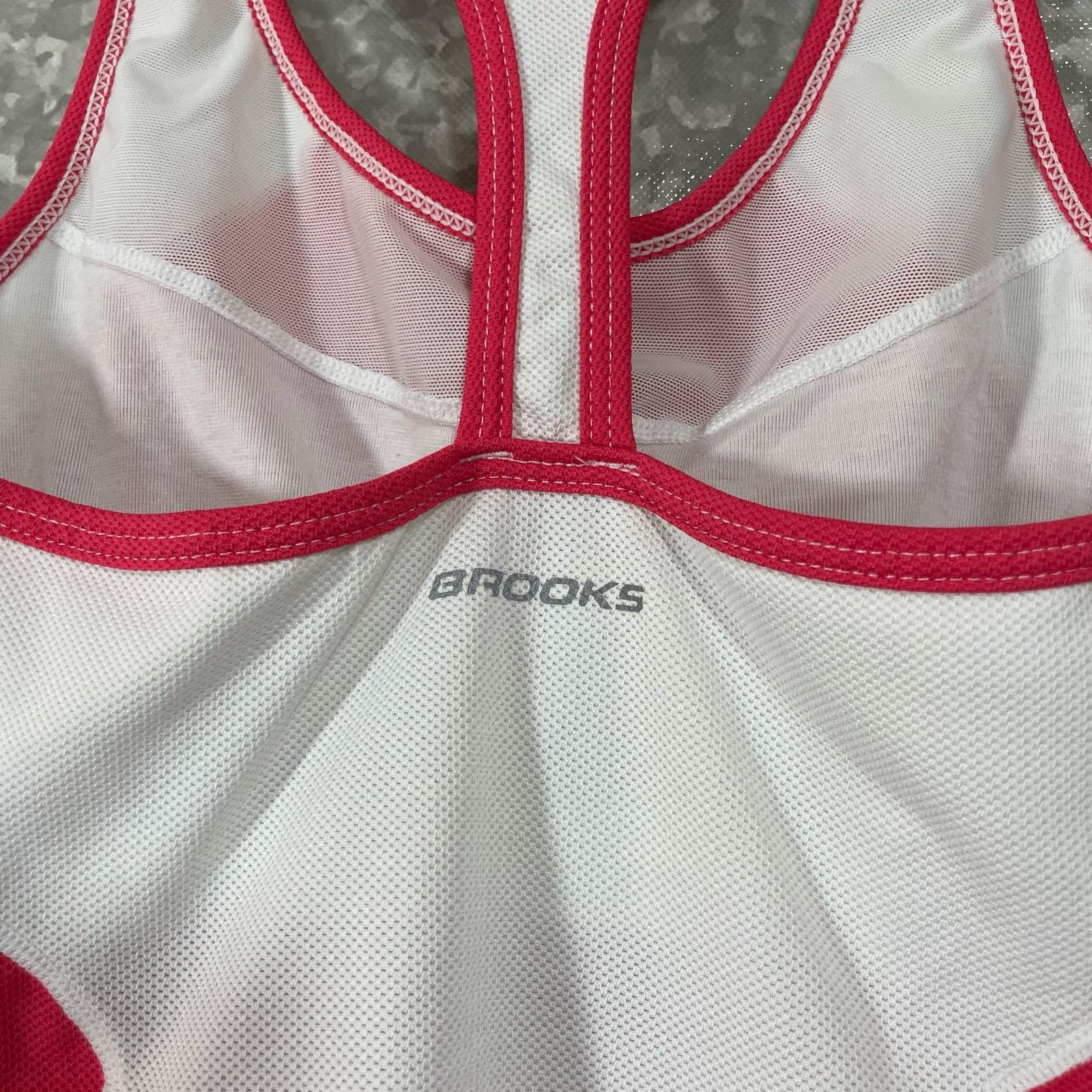 Brooks Brooks Pink & White Racerback Running Tank Top - Size Medium Size M / US 6-8 / IT 42-44 - 7 Thumbnail