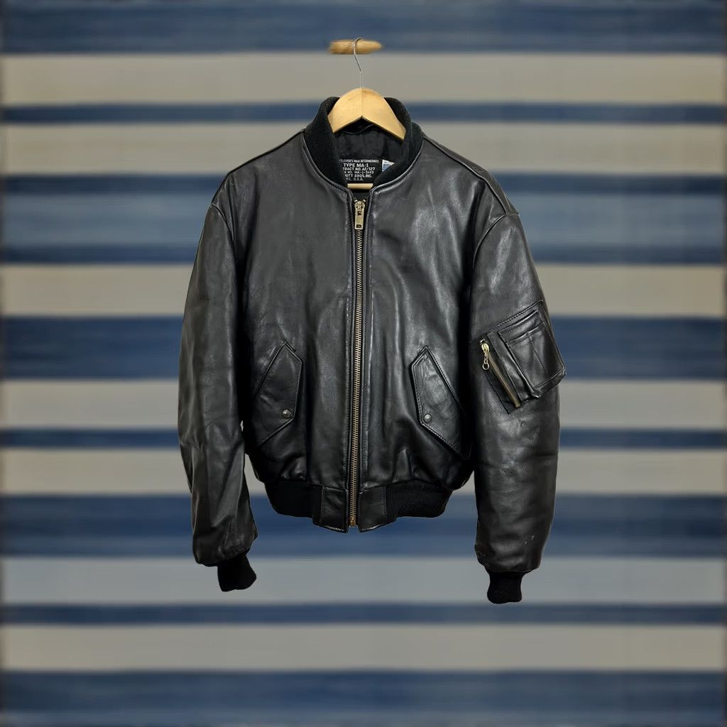 Schott VTG Schott MA-1 1949 Dark Brown Leather Bomber Jacket Size 44 USA Mens Jacket Brown MA-1 USA Size US S / EU 44-46 / 1 - 1 Thumbnail
