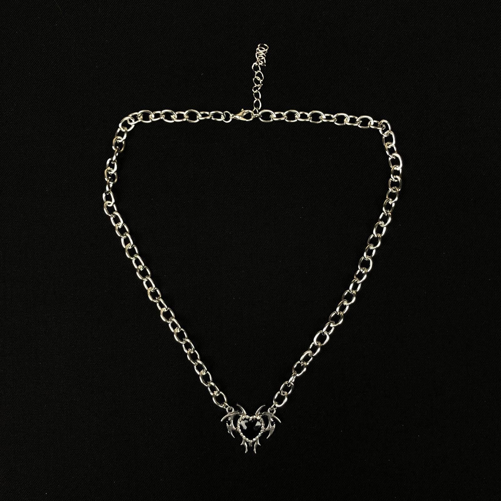 Jewelry Electro Chain Crystal Heart Abstract Necklace Pop Punk Size ONE SIZE - 3 Thumbnail