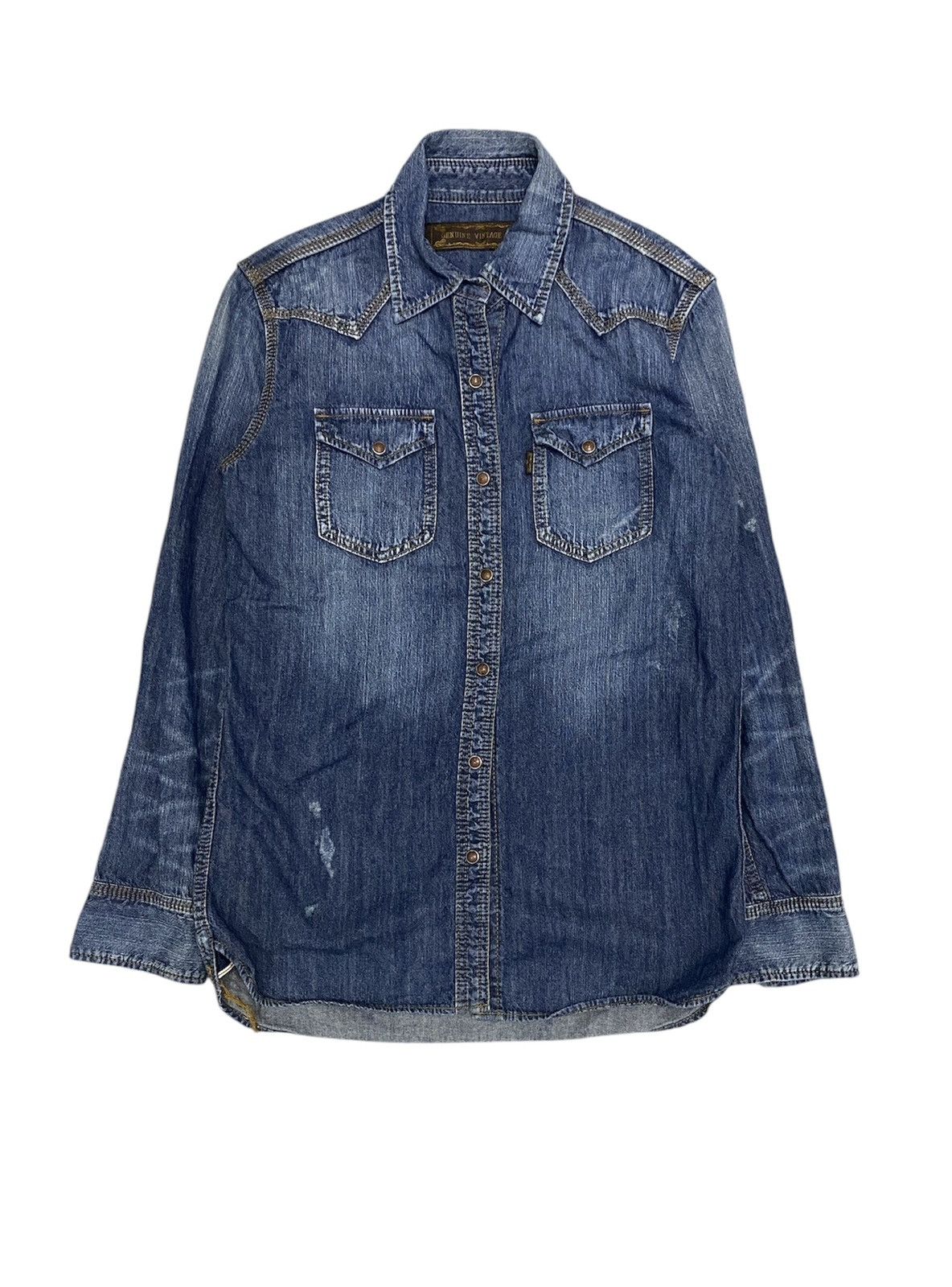 GOA Vtg G.O.A distressed wash western shirt Size US S / EU 44-46 / 1 - 1 Thumbnail