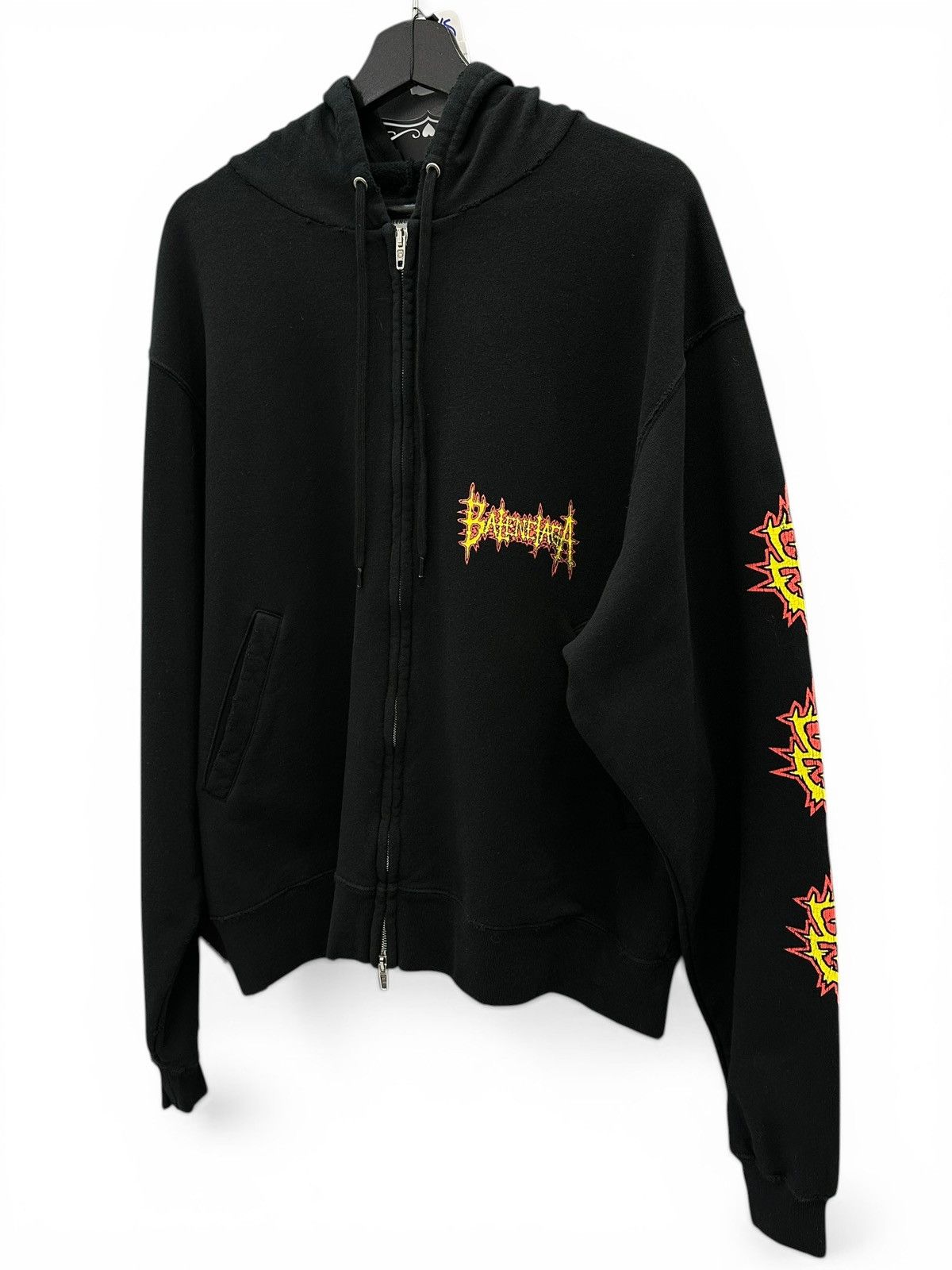Balenciaga BALENCIAGA SACRÉ CŒUR OVERSIZED ZIP-UP HOODIE IN BLACK Size US XS / EU 42 / 0 - 5 Thumbnail