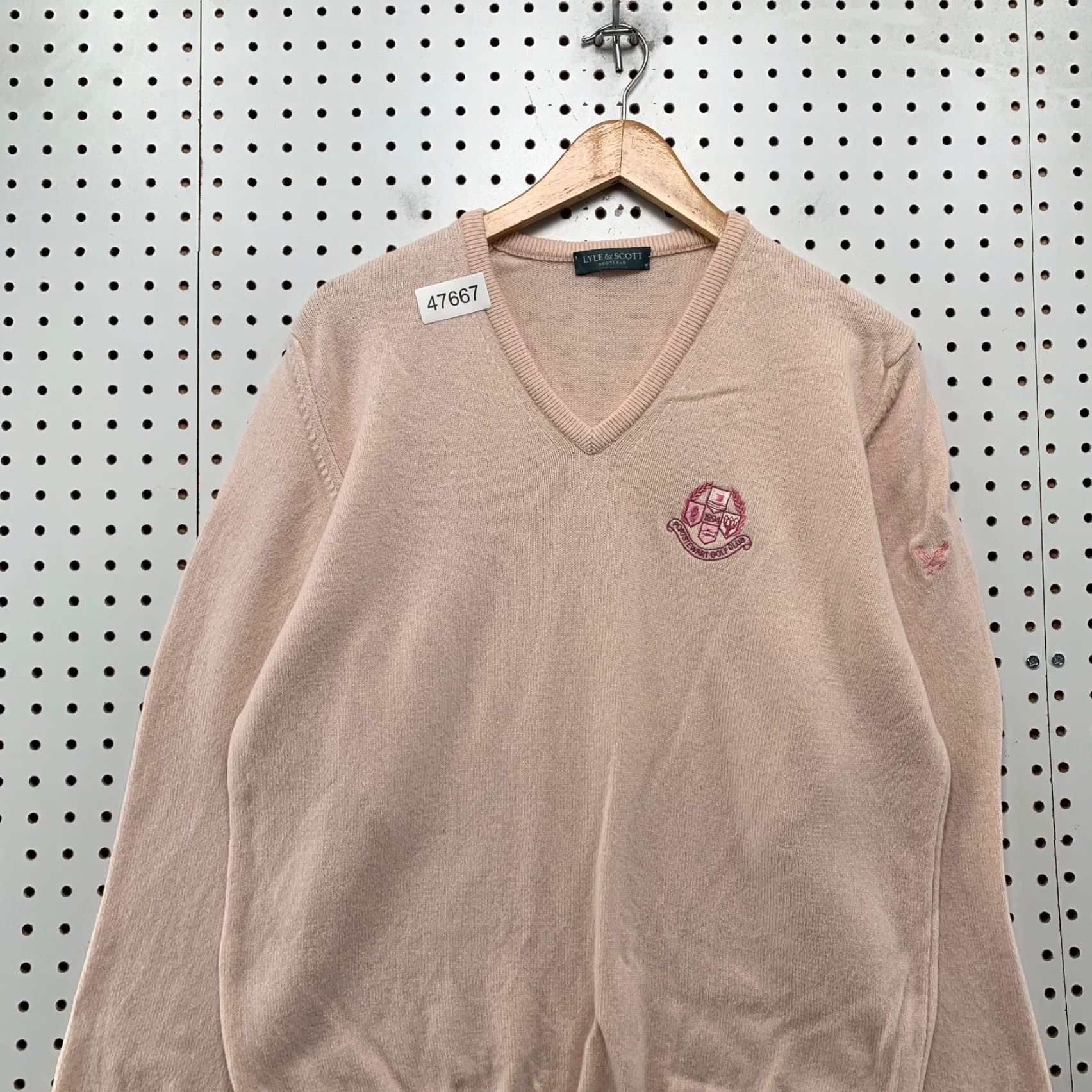 Lyle & Scott Lyle & Scott Wool Pullover Sweater Mens Large Pink V Neck Portstewart Scotland Size US L / EU 52-54 / 3 - 4 Thumbnail