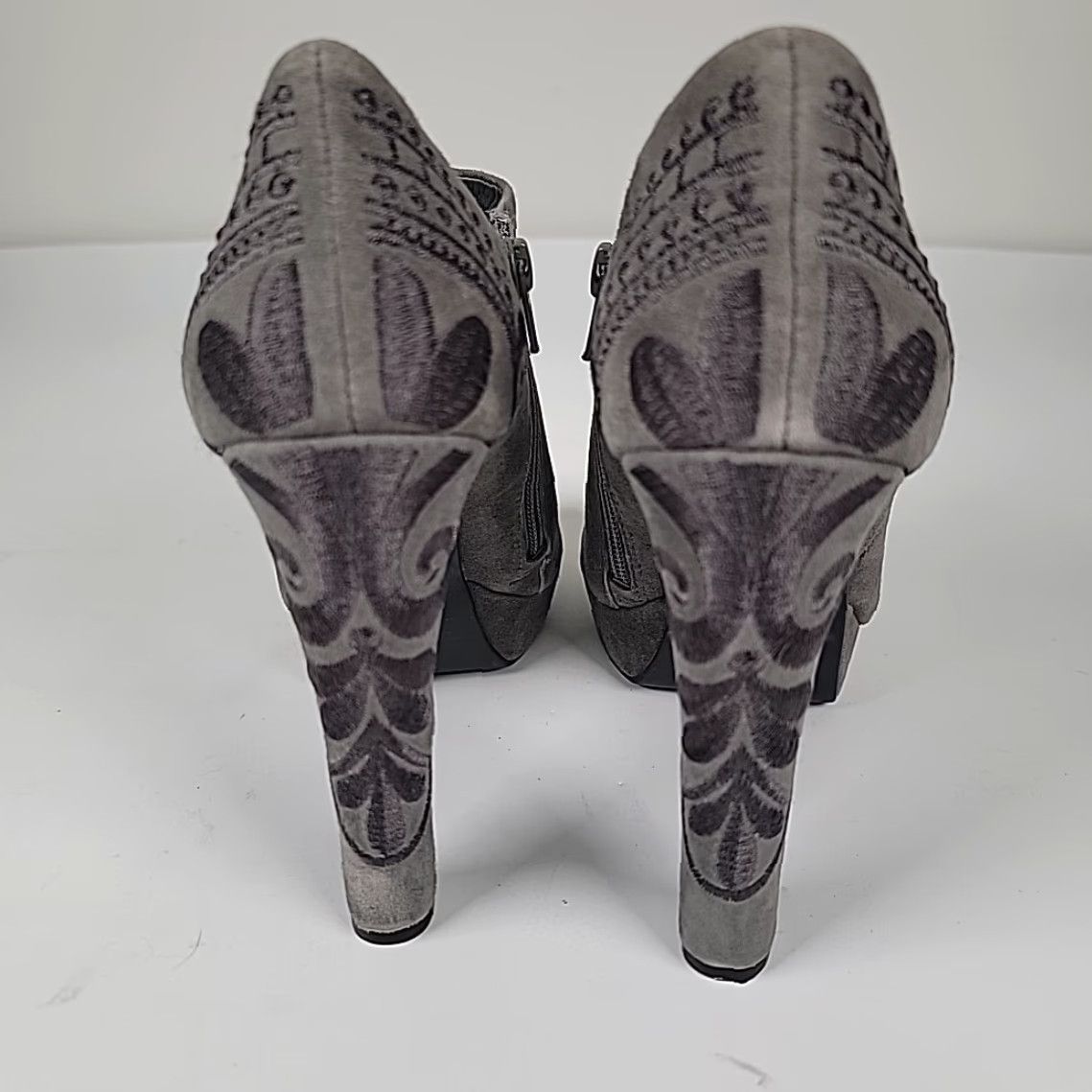 Vintage Gianni Bini Gray Suede Leather Zip Platform Ankle Boots Size 8 M Women’s Heel Stiletto Party/Cocktail Size US 8 / IT 38 - 5 Thumbnail
