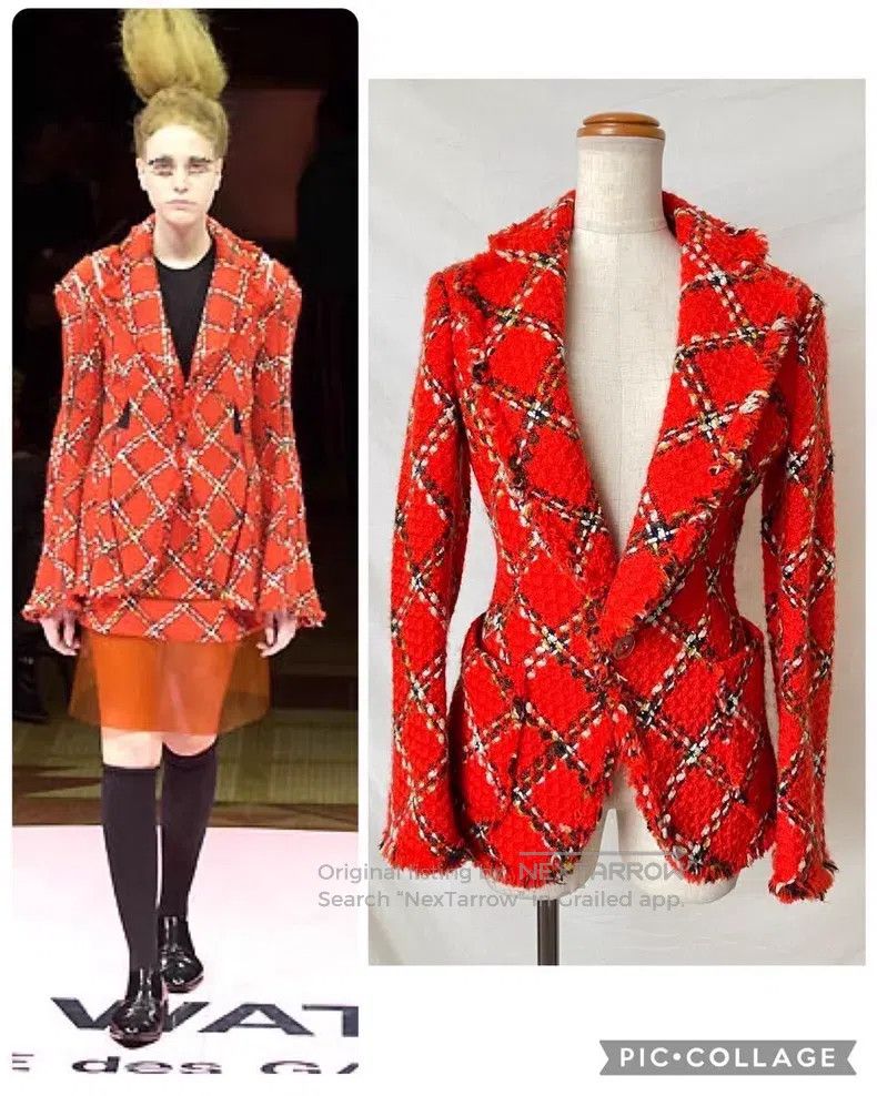 Junya Watanabe Junya Watanabe Red Plaid Deep V-Neck Tailored Blazer Size M / US 6-8 / IT 42-44 - 1 Thumbnail