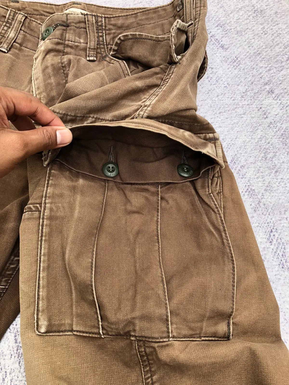 Japanese Brand × Vintage Japanese Cargo Pants Faded Brown Vintage Pattern Size US 26 / EU 42 - 6 Thumbnail