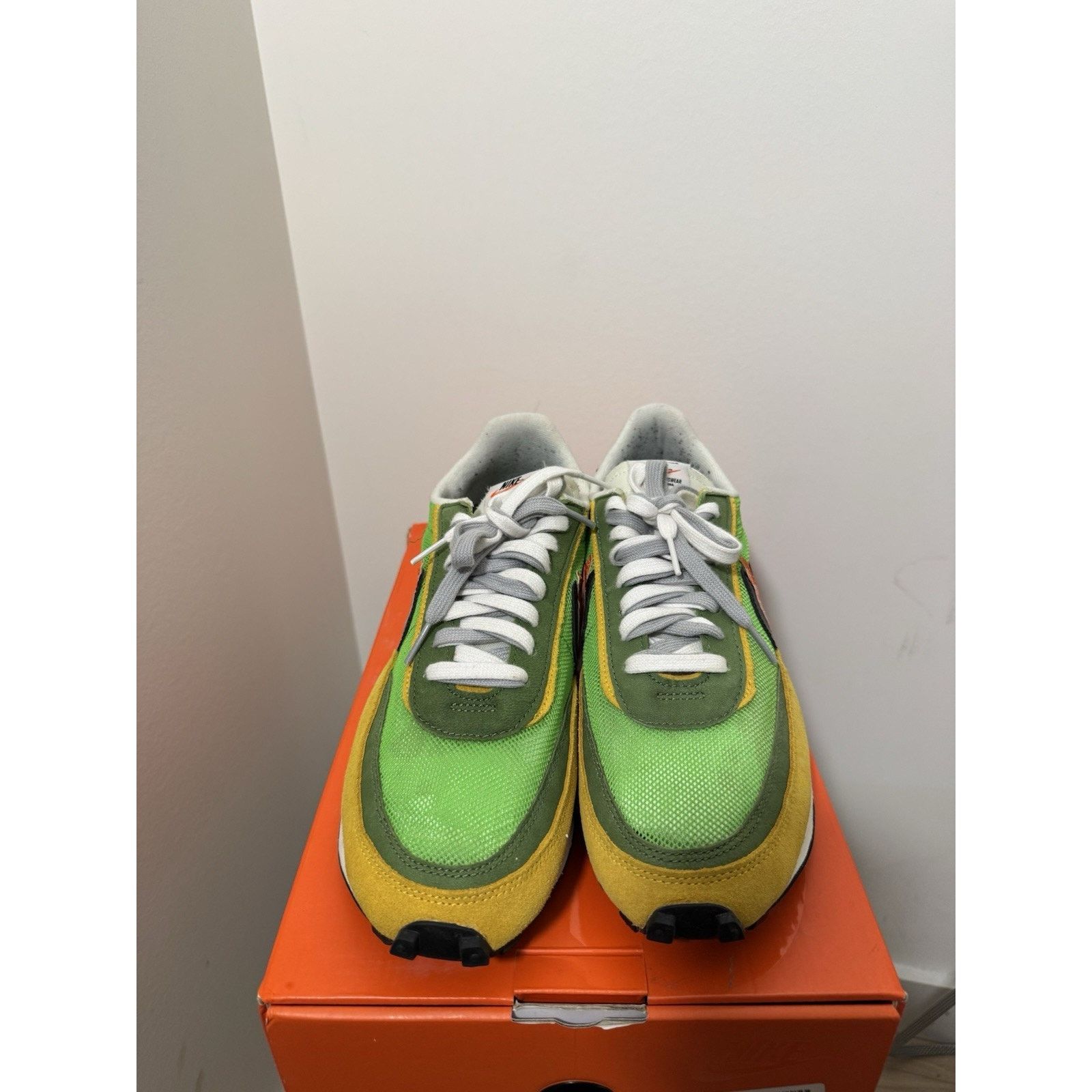 Nike Nike x Sacai Green Gusto Safety Orange LD Waffle Sneakers Size US 11.5 / EU 44-45 - 3 Thumbnail