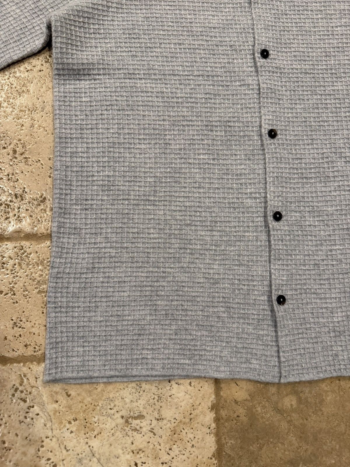 The Row The Row Barkley Wool/Cashmere Grey Button Waffle-Knit Shirt Size US L / EU 52-54 / 3 - 8 Thumbnail