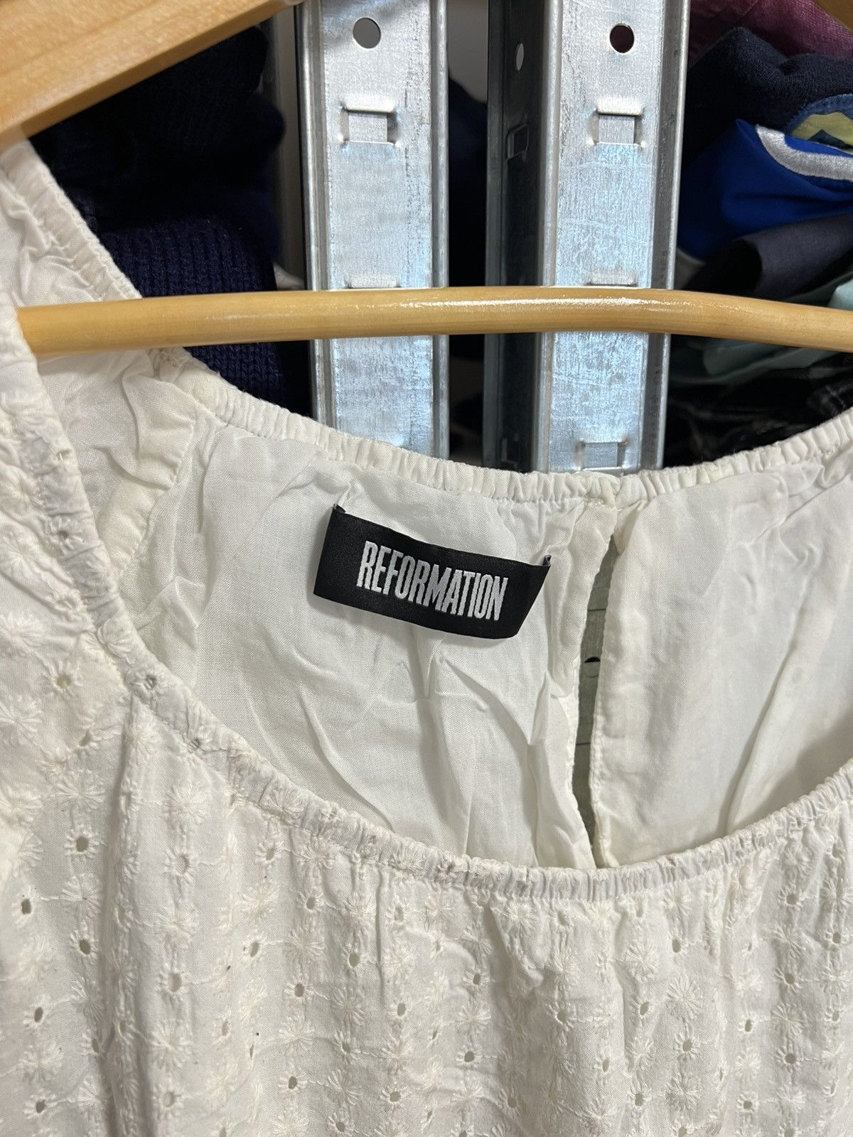 Designer × Reformation Reformation Dress Off White Sheer Boho Sleeveless Bohemian 8 Size M / US 6-8 / IT 42-44 - 6 Thumbnail