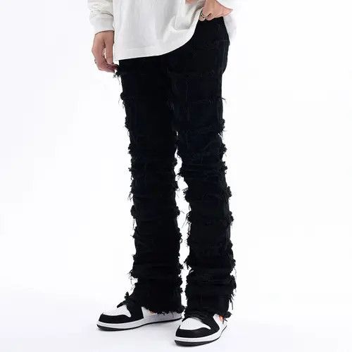 Jean ripped flared punk damaged jeans Size US 28 / EU 44 - 2 Thumbnail