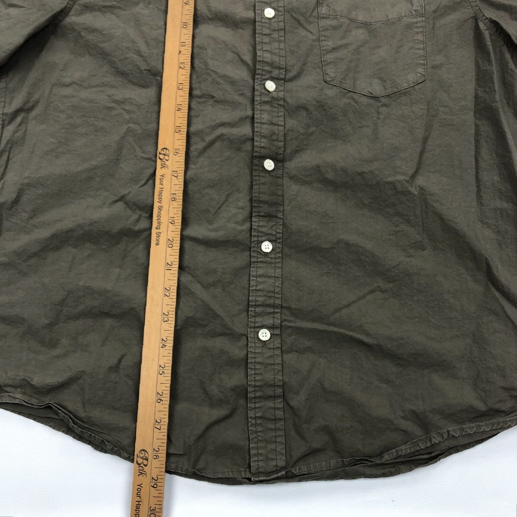 Alex Mill ALEX MILL Shirt Men's XL Olive Green Solid Cotton Poplin Wash & Go Button-Up Short Sleeve Size US XL / EU 56 / 4 - 7 Thumbnail