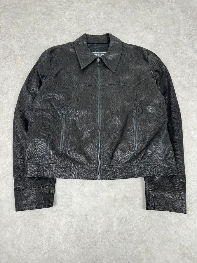 Versace 2000s Versace Black Grained Leather Jacket Size US L / EU 52-54 / 3 - 2 Thumbnail