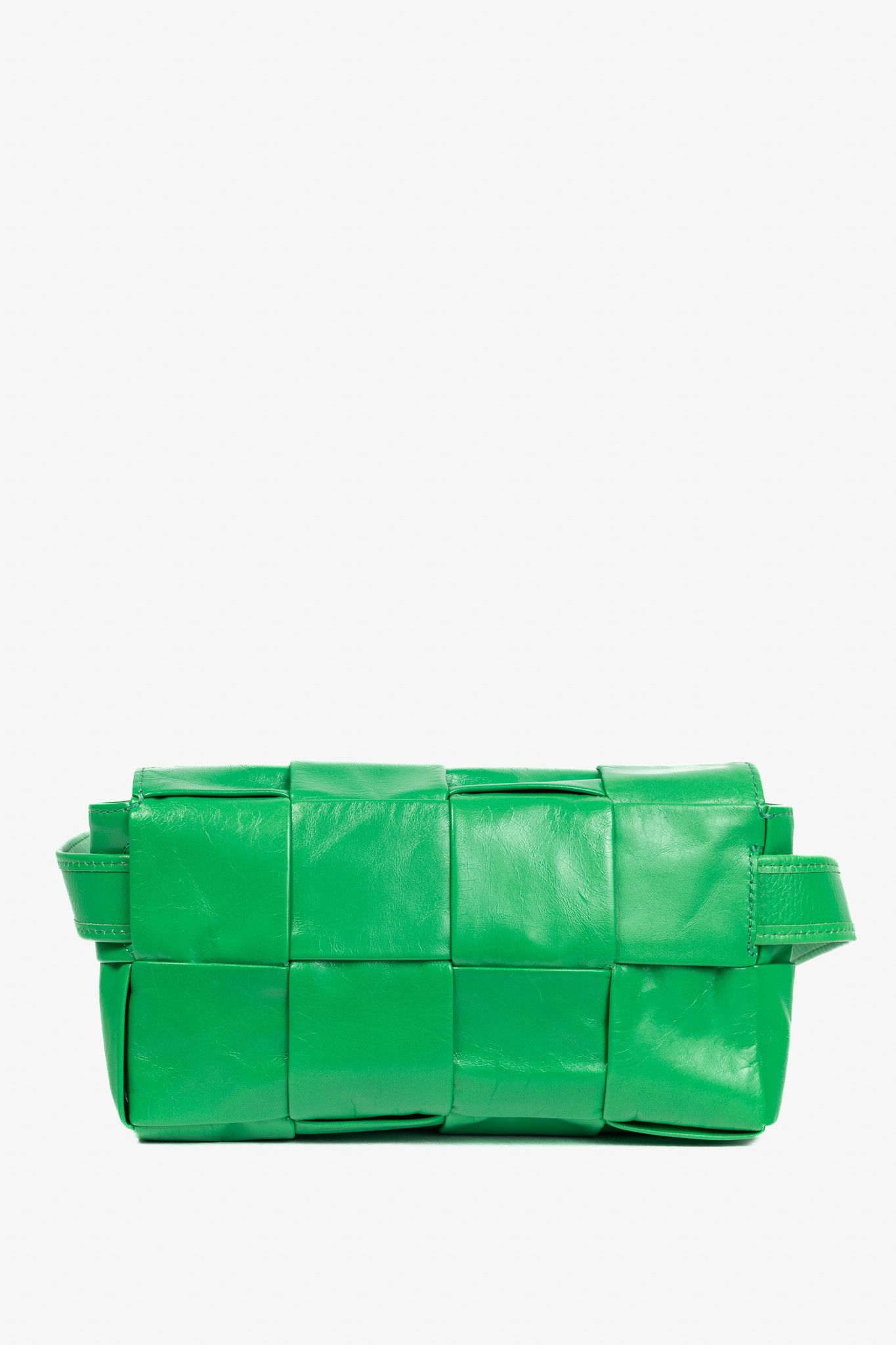Bottega Veneta Bottega Veneta Cassette Mini Green Intreccio-Woven Belt Bag Size ONE SIZE - 4 Thumbnail