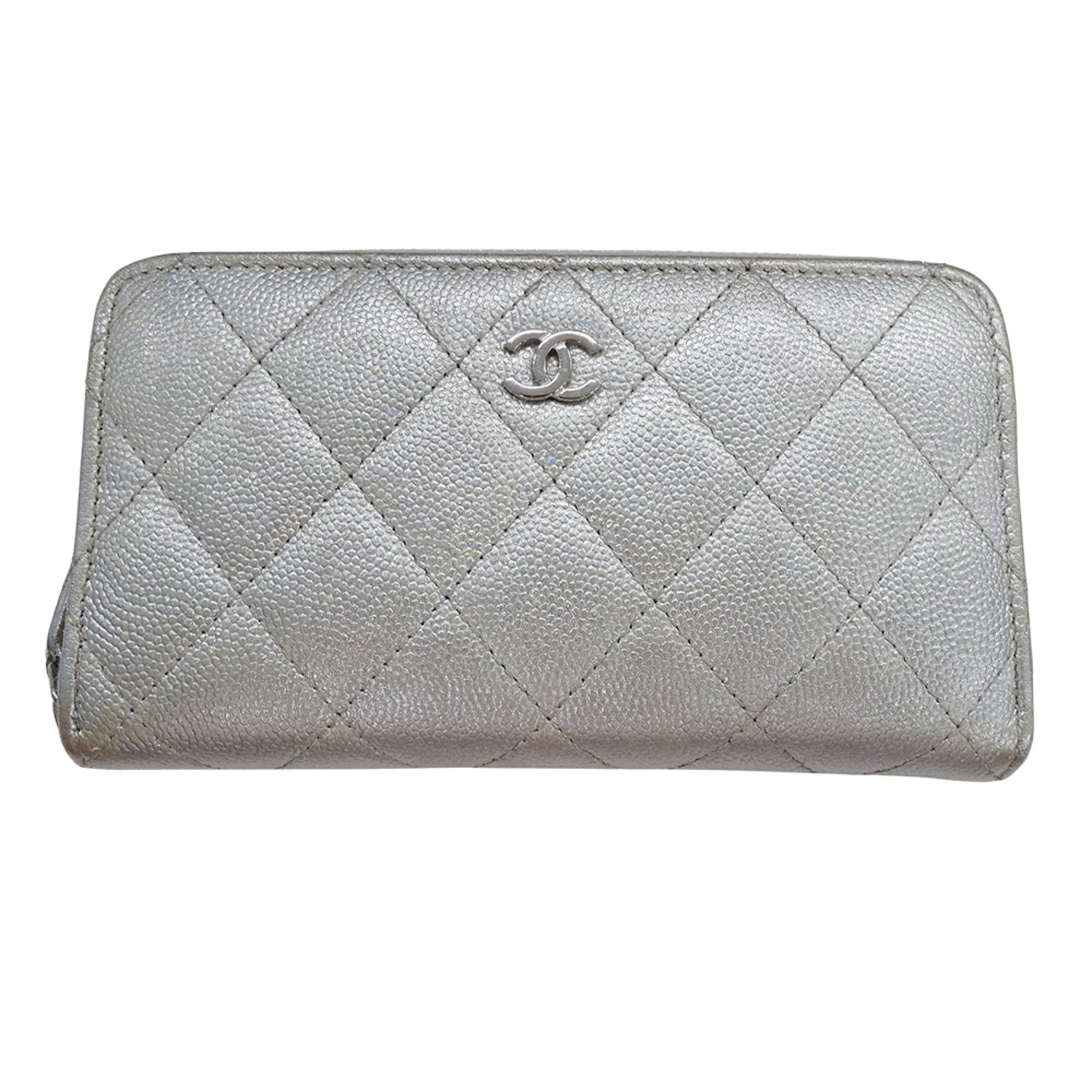 Chanel Chanel Women's Wallet, Medium Caviar Leather, Matelassé, Silver, Silver Hardware, Coco Mark Size ONE SIZE - 1 Thumbnail