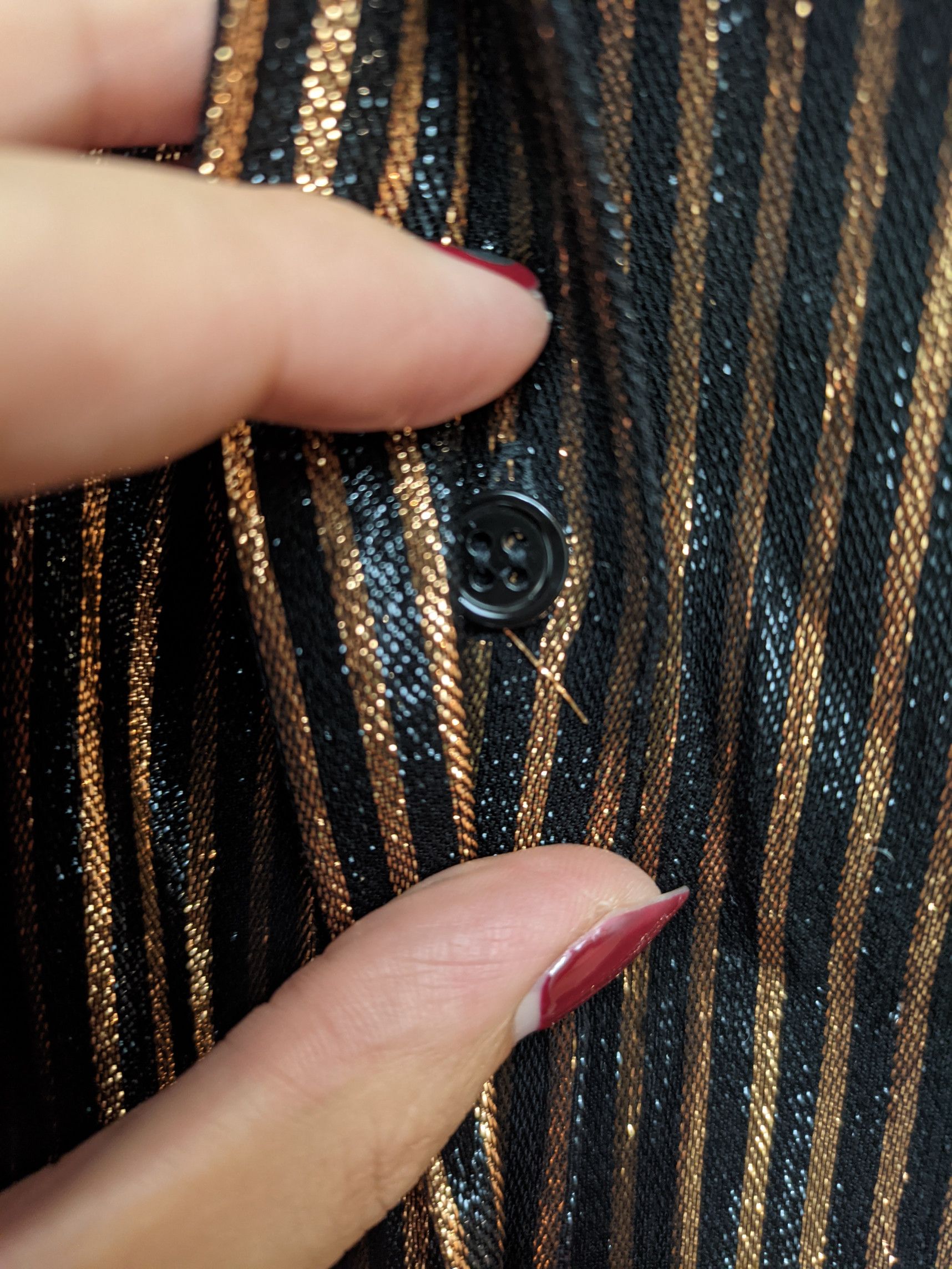 Haider Ackermann SS17(?) Bronze Metallic Striped 3/4 Sleeve Shirt Size L / US 10 / IT 46 - 4 Thumbnail