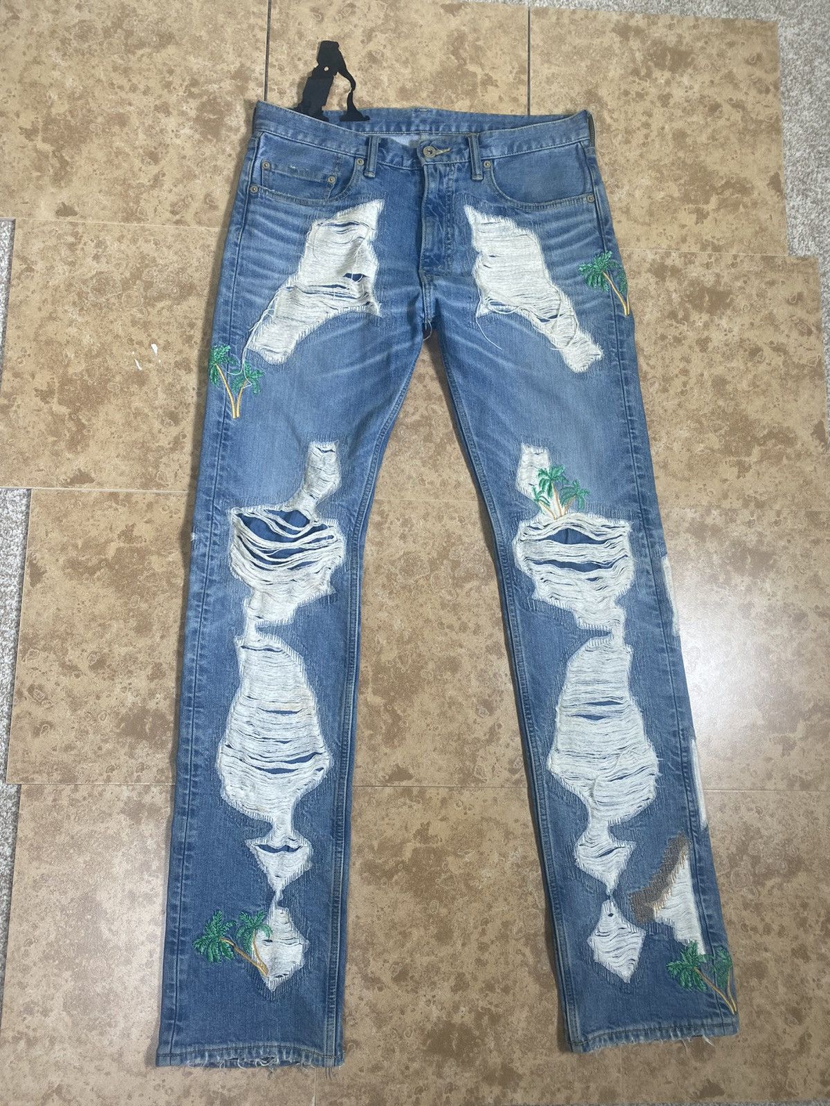 Image of Vlone Palm Tree Runway Denim, Men's (Size 30)