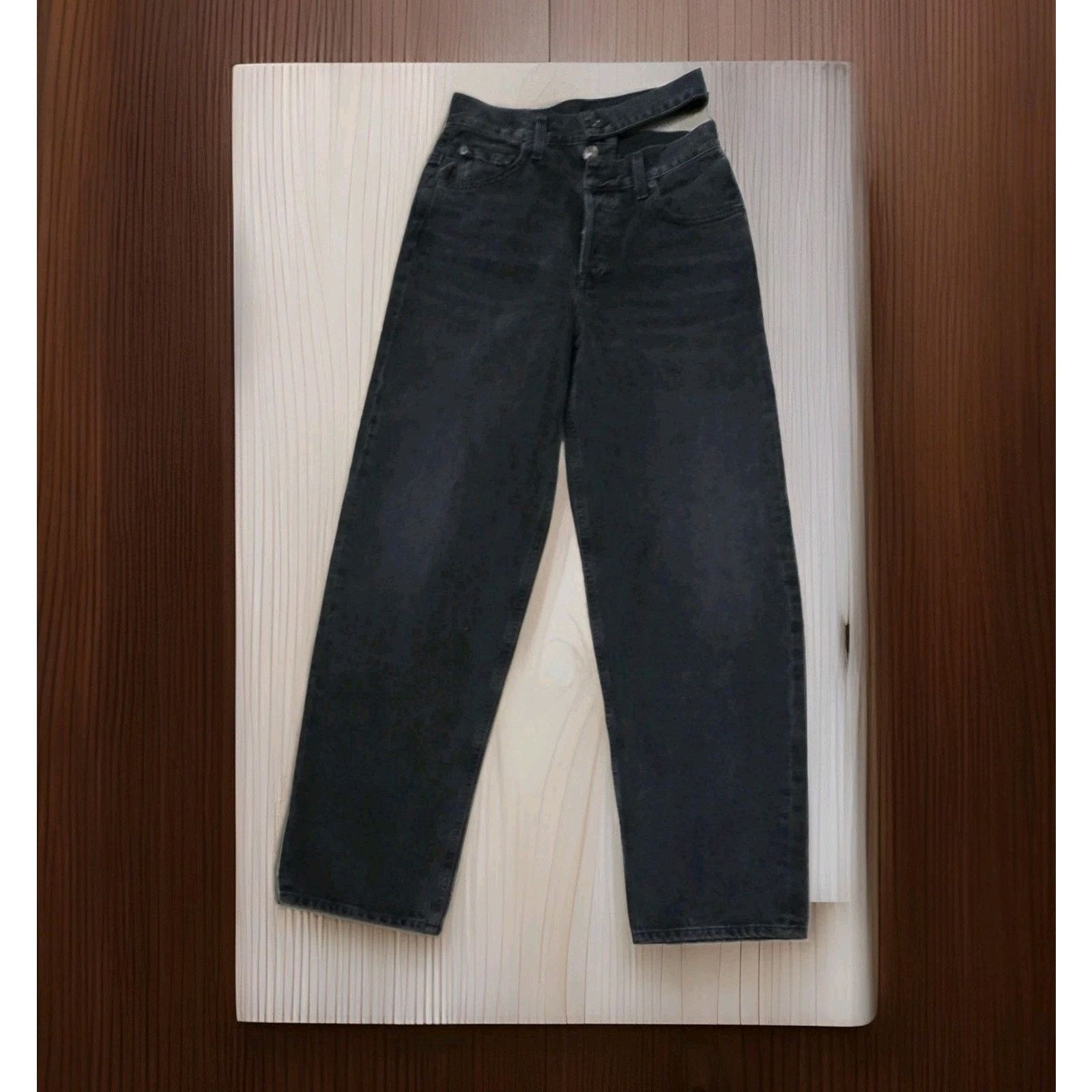 Agolde AGOLDE Broken Waistband Jeans Organic Cotton Black Denim Size 25" / US 0 / IT 36 - 5 Thumbnail
