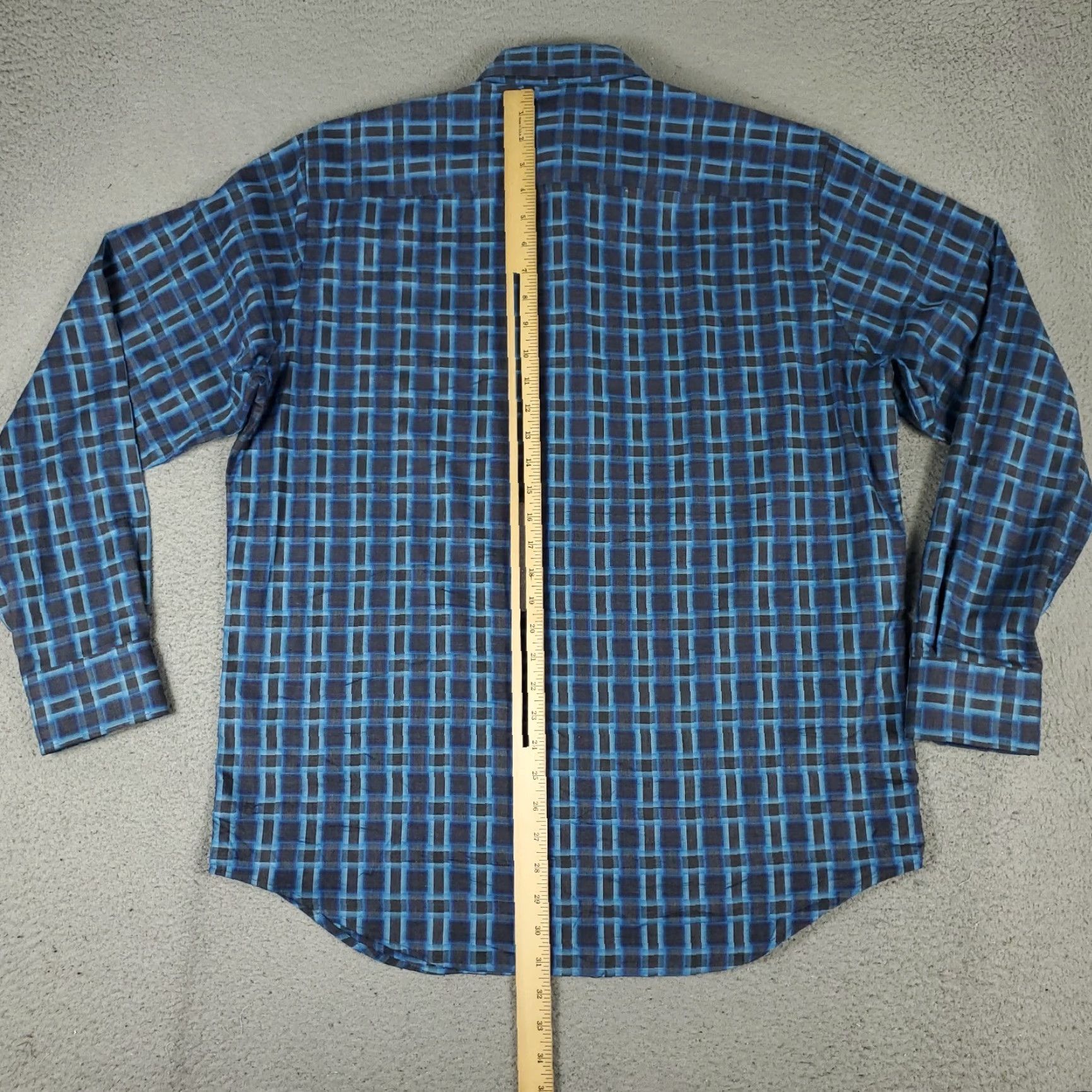 BUGATCHI Bugatchi Uomo Shirt Mens Large Blue Gray Plaid Classic Fit Button Up Long Sleeve Size US L / EU 52-54 / 3 - 3 Thumbnail