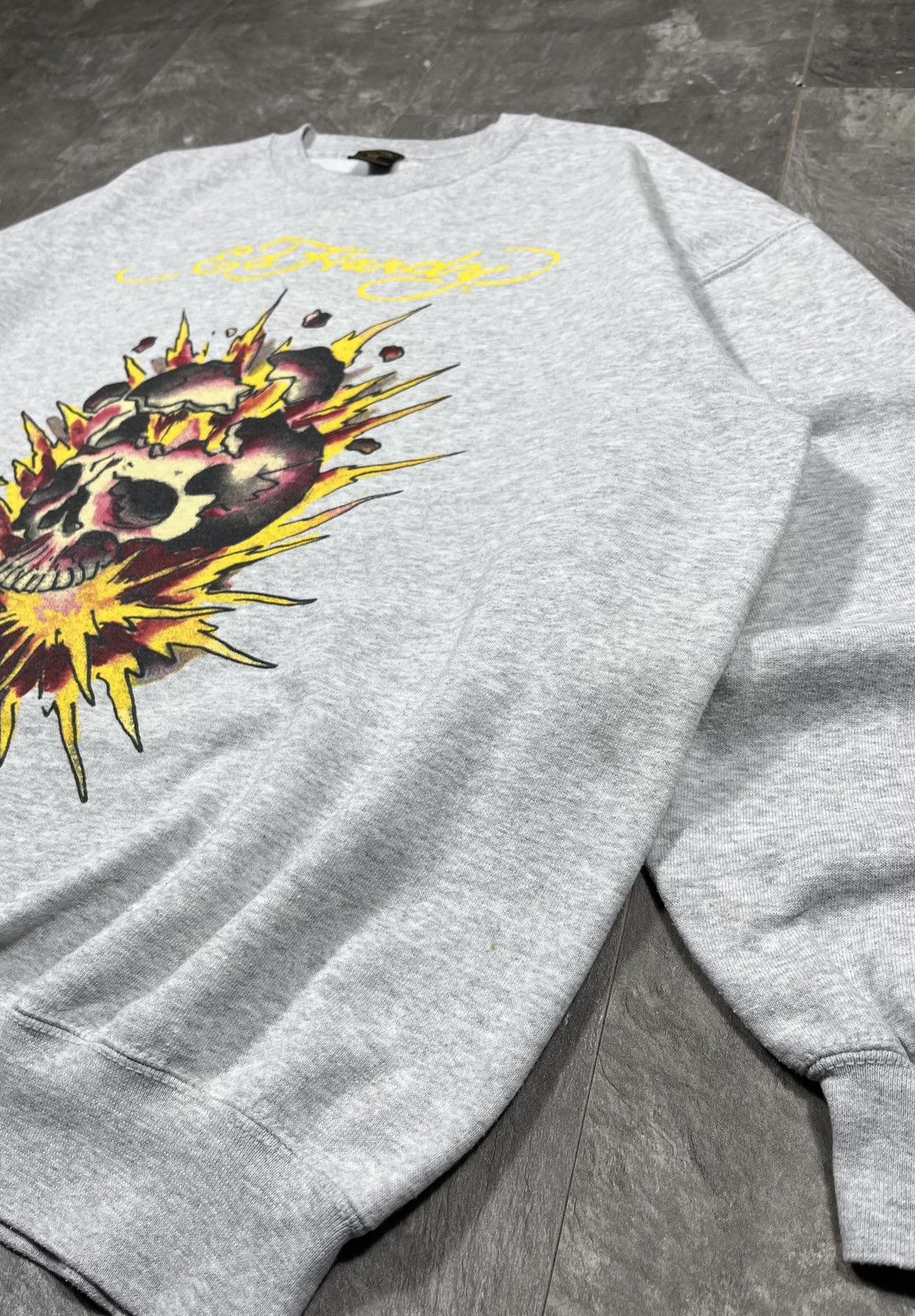 Ed Hardy Ed Hardy Vintage Skull Graphic Big Logo Sweatshirt Mens Grey Size US XXL / EU 58 / 5 - 8 Thumbnail