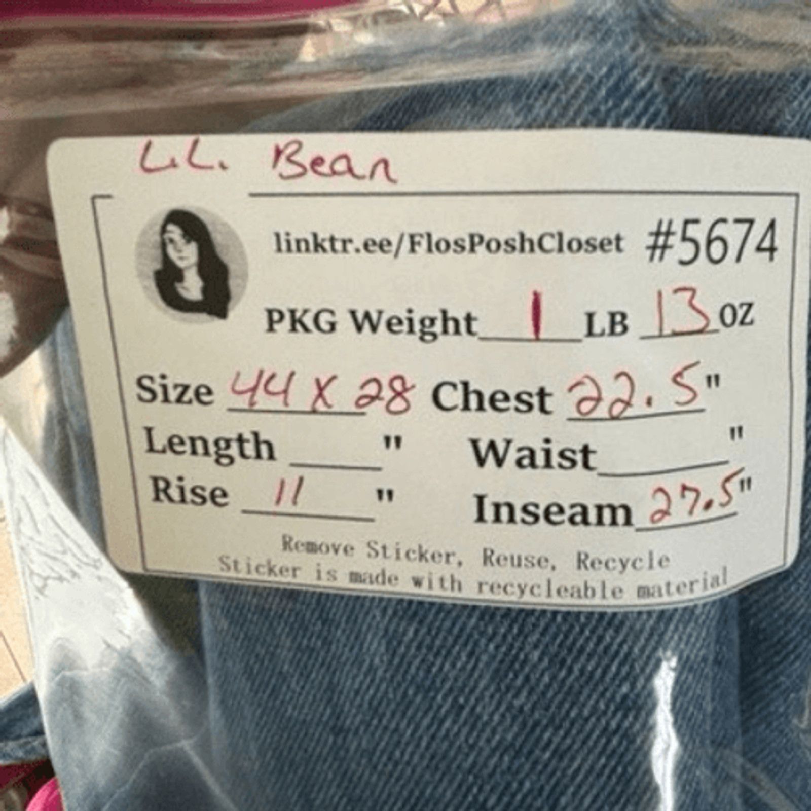 L.L. Bean L.L Bean Denim Standard High-Rise Straight Jeans SZ 44x28 Size US 44 / EU 60 - 12 Thumbnail