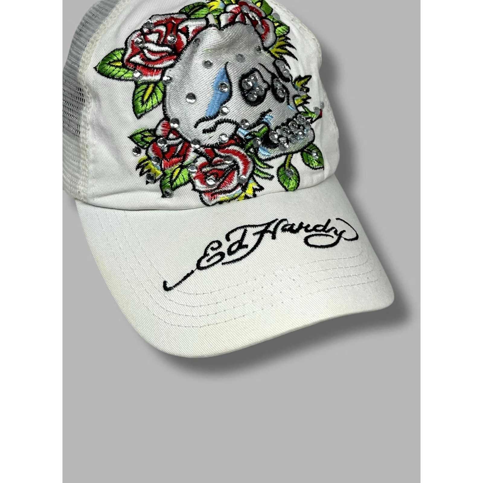 Ed Hardy Ed Hardy White Baseball Cap Rose Men One Size Size ONE SIZE - 4 Thumbnail