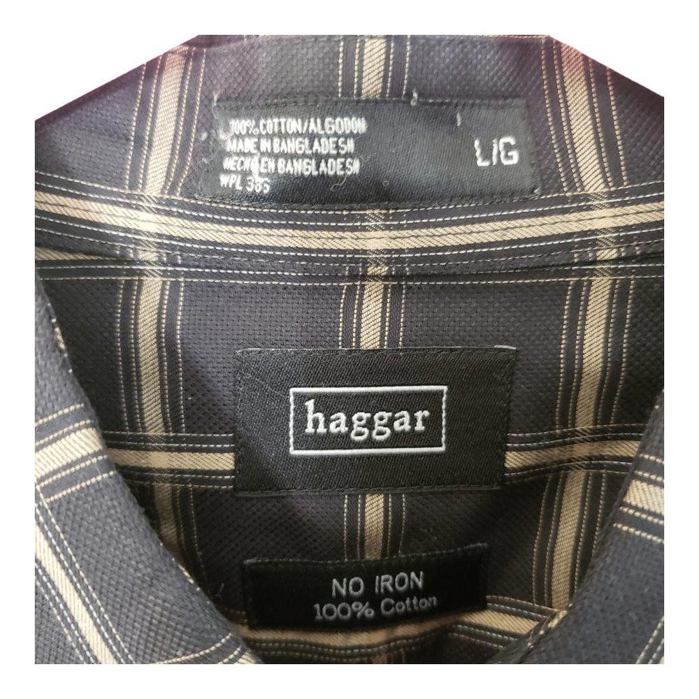 Haggar CT455 Haggar Black & Tan Dress Shirt L Size 42R - 2 Thumbnail