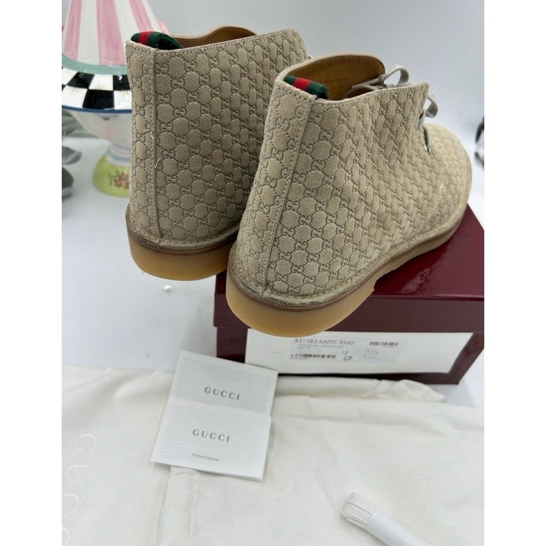 Gucci Men's Gucci suede GG embossed desert boots size 12 Size US 12.5 / EU 45-46 - 4 Thumbnail