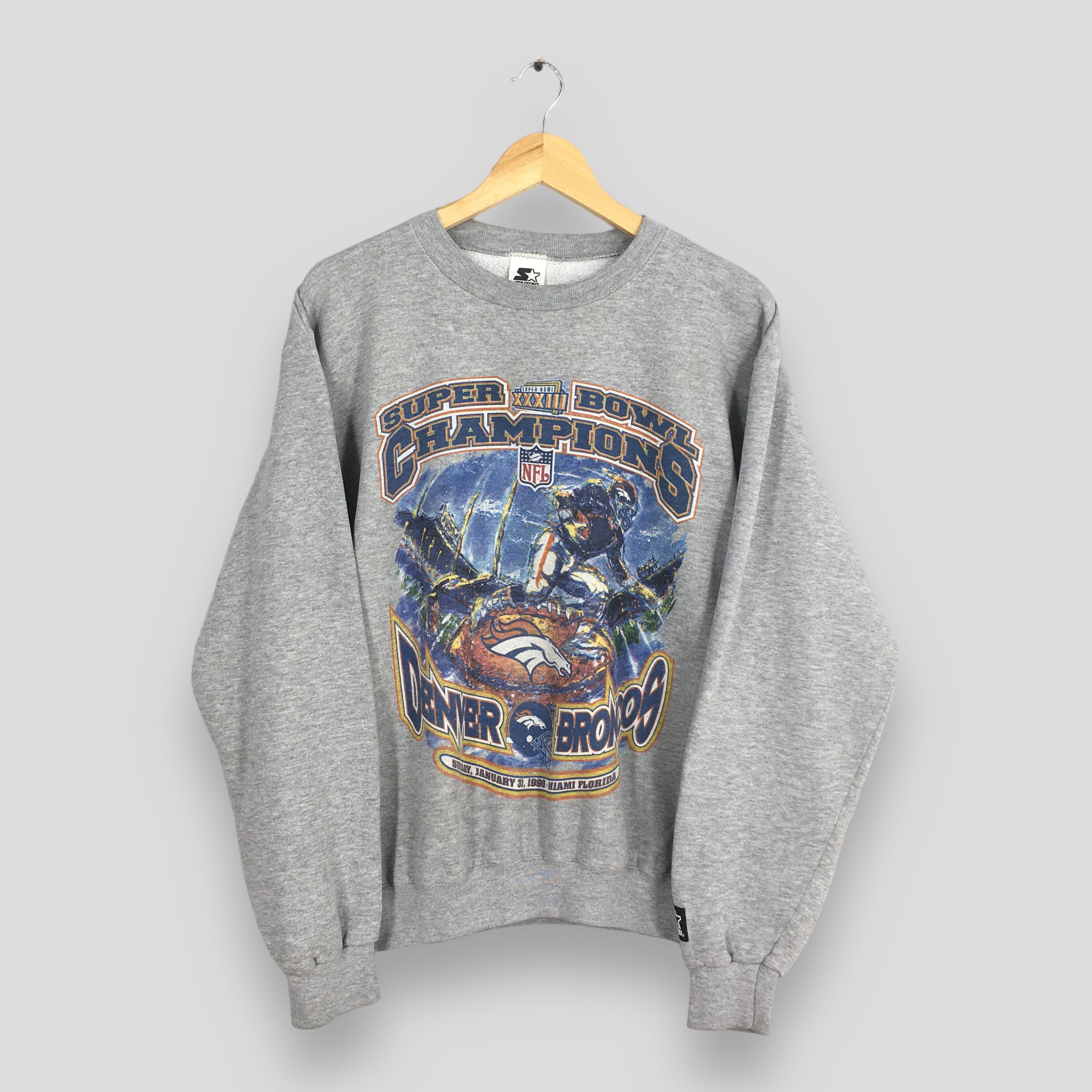 NFL × Starter × Vintage Vintage Denver Broncos Rugby NFL Gray Sweater Medium Size US M / EU 48-50 / 2 - 1 Thumbnail