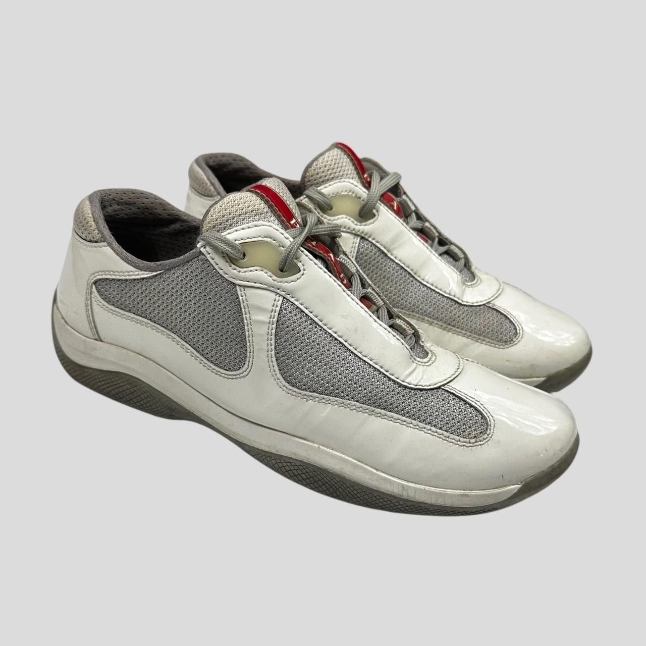Prada Prada Americas Cup Patent White & Grey Mesh Trainer - UK3.5 Size US 6 / IT 36 - 2 Thumbnail
