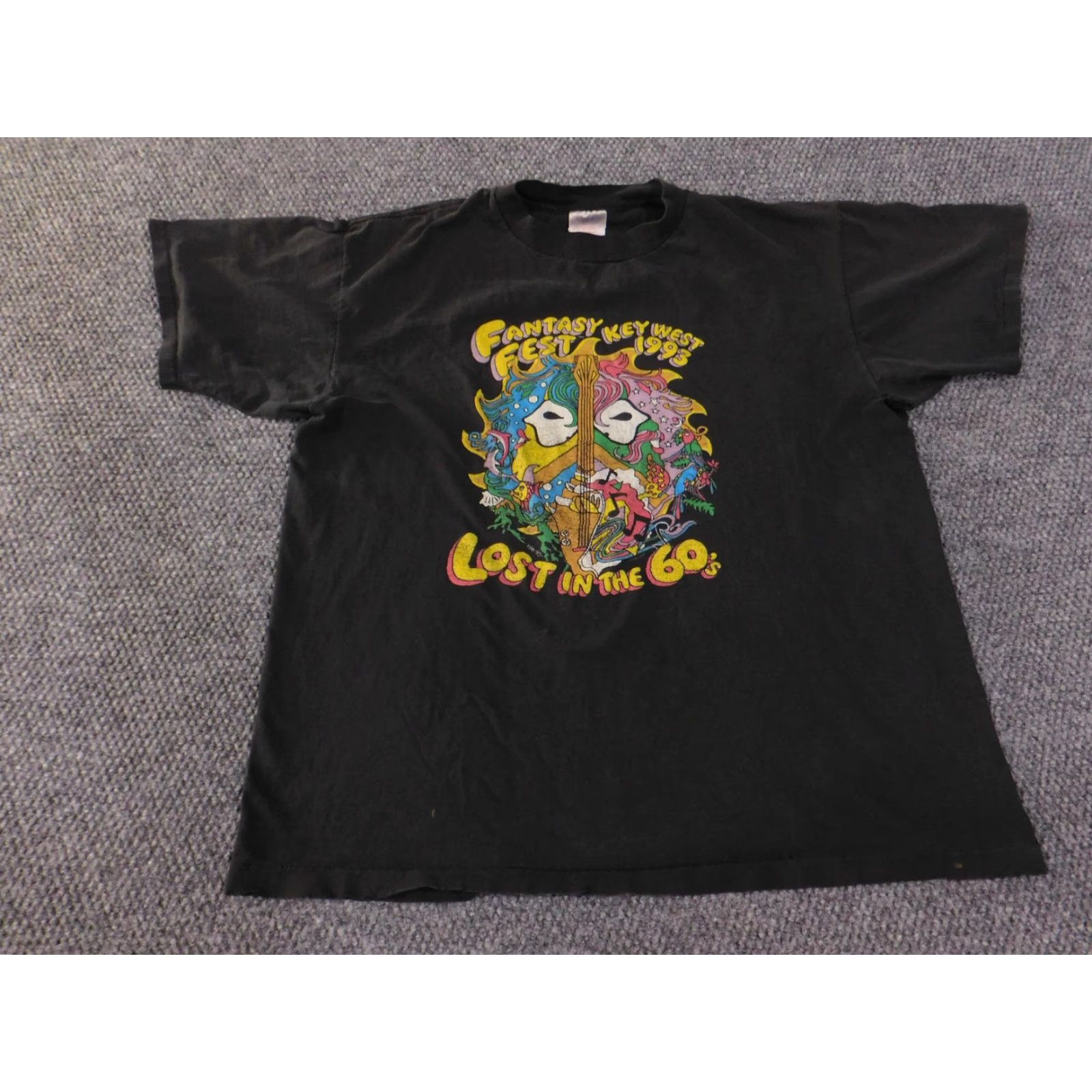 Vintage VINTAGE Oneita Fantasy Fest Key West Shirt Mens XL Black 1993 Lost in the 60s 90s Size US XL / EU 56 / 4 - 2 Thumbnail