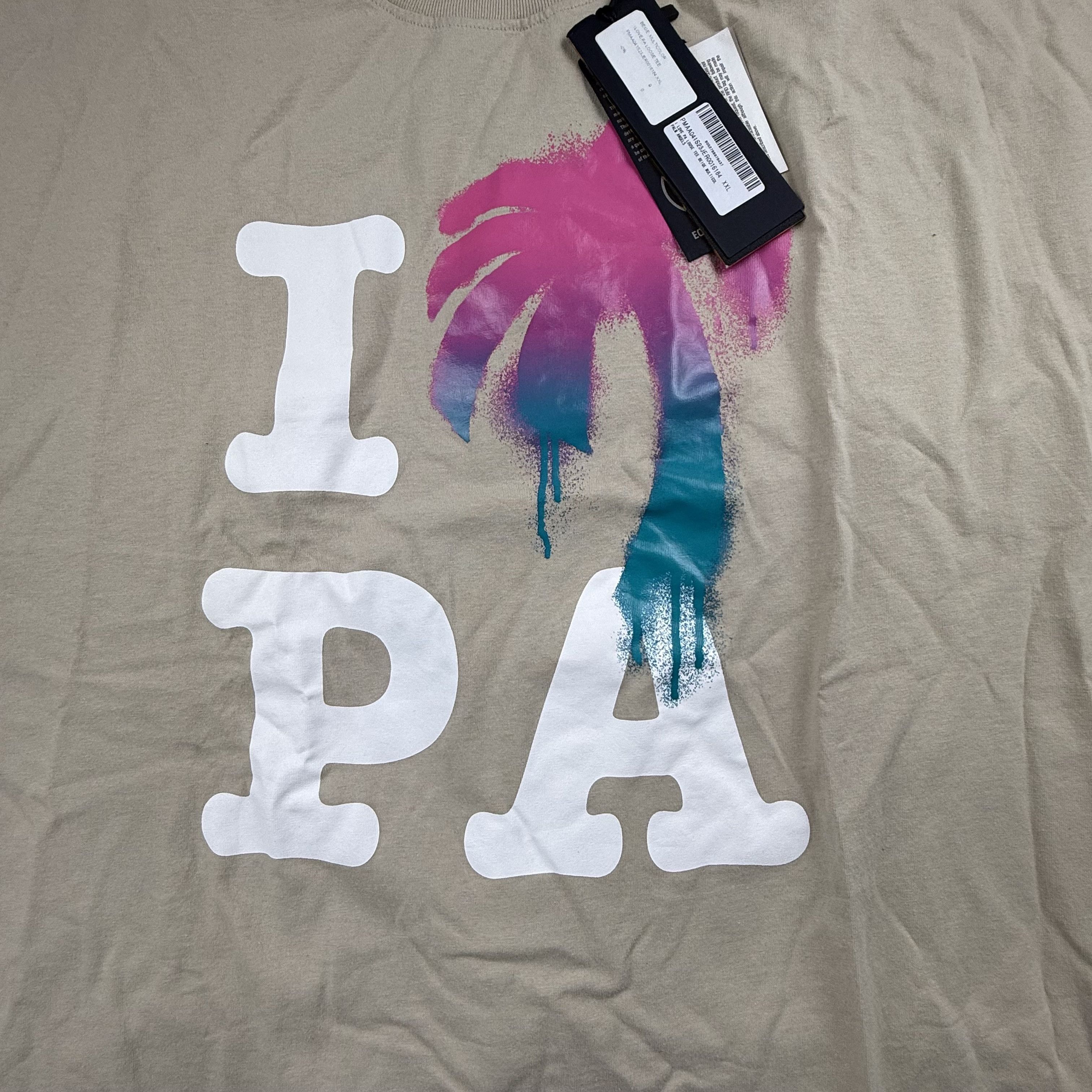 Palm Angels Palm Angels I Love PA Loose Tee Beige Graphic T-Shirt XXL Size US XXL / EU 58 / 5 - 2 Thumbnail