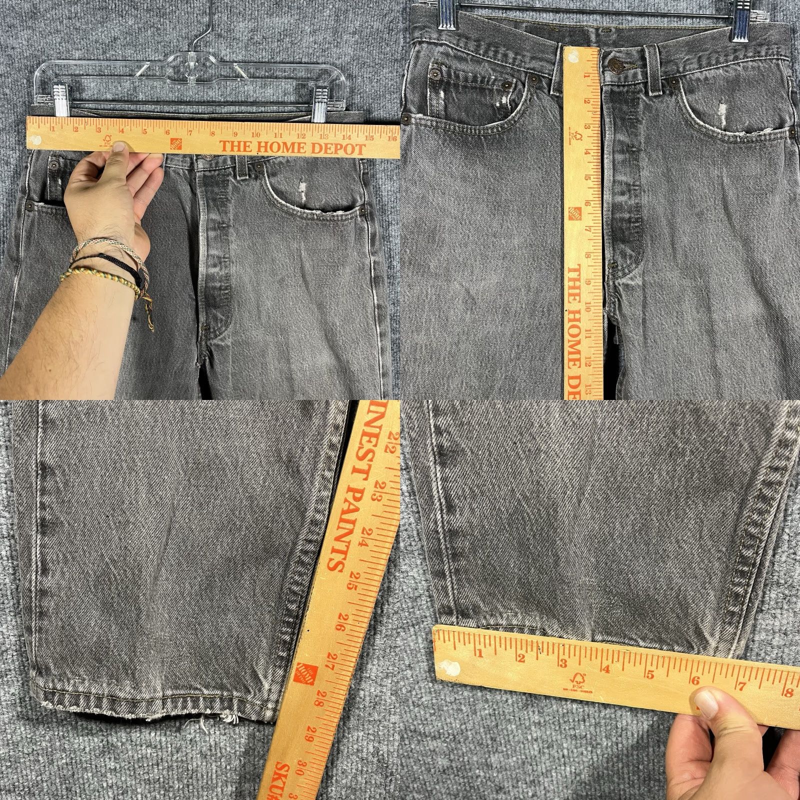 Levi's VINTAGE Levi's 501 Jeans Button Fly Straight 30x29 Black USA Distressed Men's Size US 30 / EU 46 - 8 Thumbnail