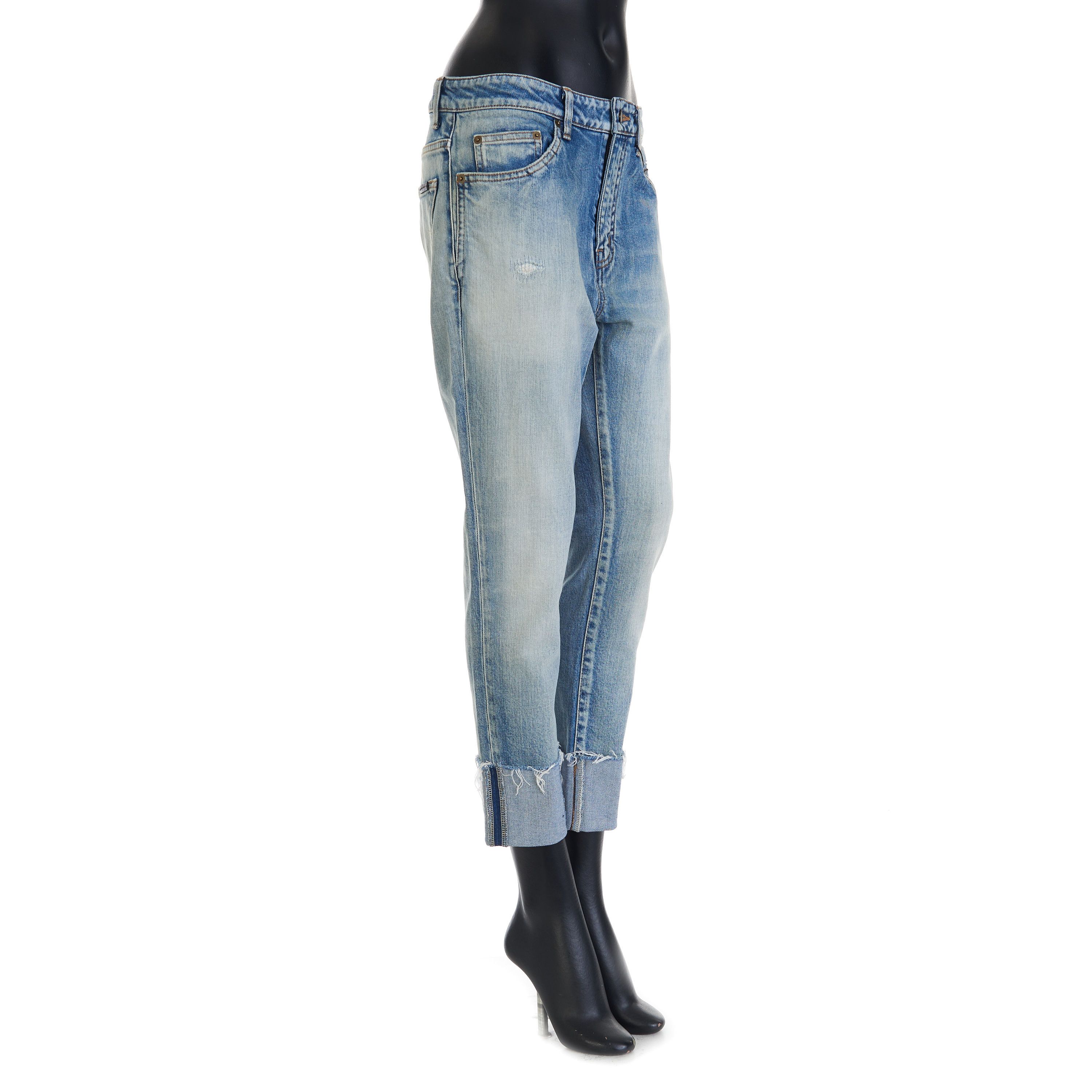 Saint Laurent Paris Skinny Mid-Waist Jeans In Santa Monica Blue Denim Size 29" - 8 Thumbnail