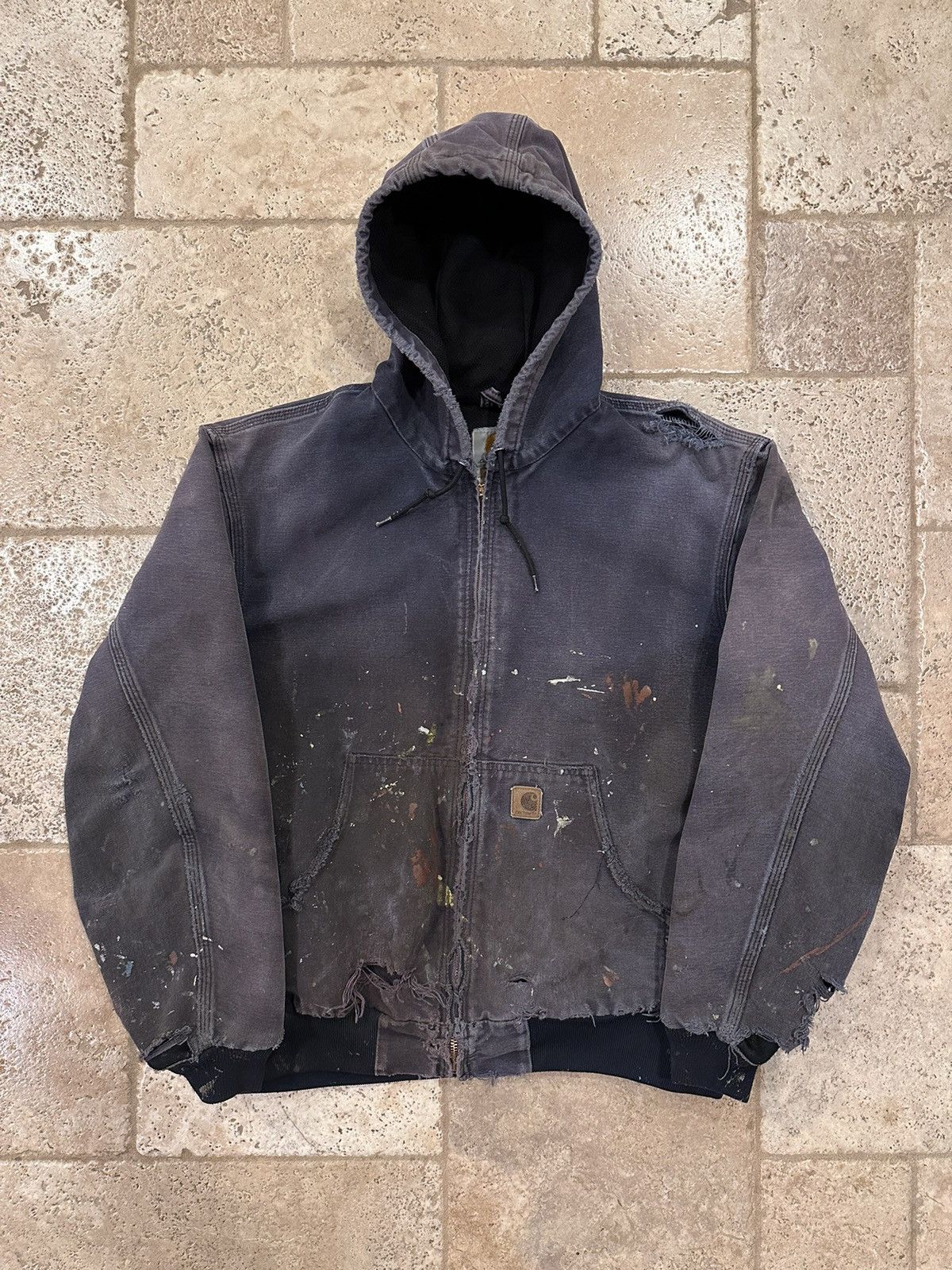 Carhartt Vintage Carhartt Faded Thrashed Hooded Distress Work Jacket Size US XL / EU 56 / 4 - 2 Thumbnail