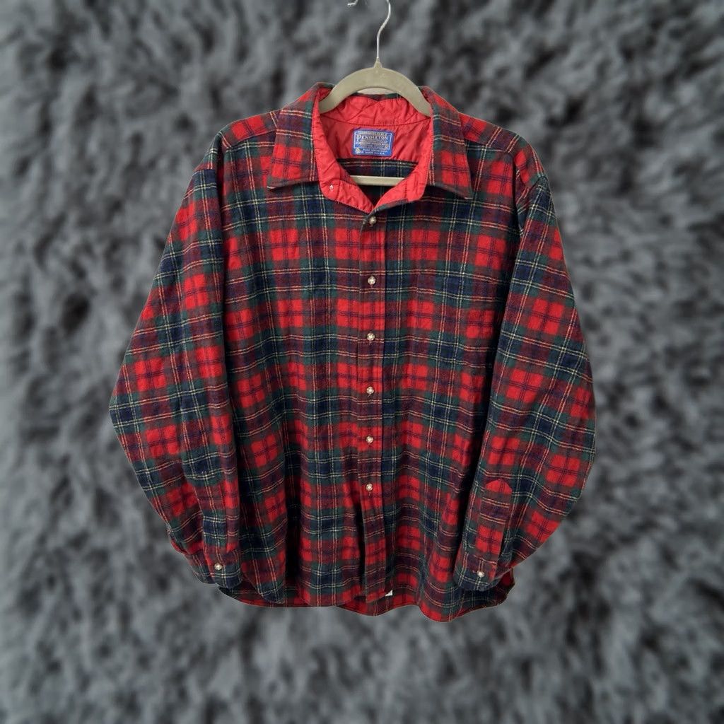 Pendleton VINTAGE Pendleton Shirt Mens XL Red Made In USA Mac Lean Tartan Flannel Plaid Size US XL / EU 56 / 4 - 1 Thumbnail