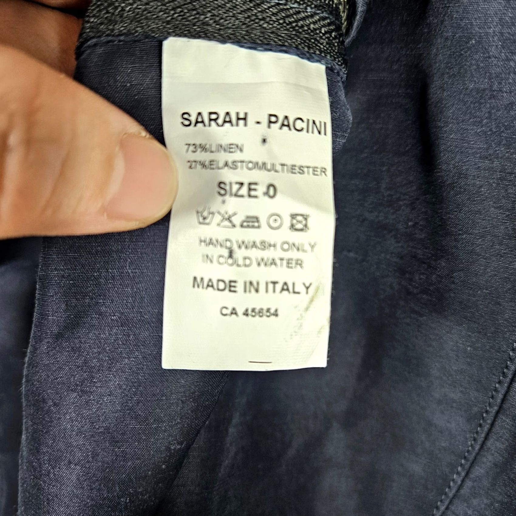 Sarah Pacini Sarah Pacini Women's Skinny Pants Casual 0 Blue Linen Elastane Regular Rise Mid Olivia? Size 25" / US 0 / IT 36 - 5 Thumbnail