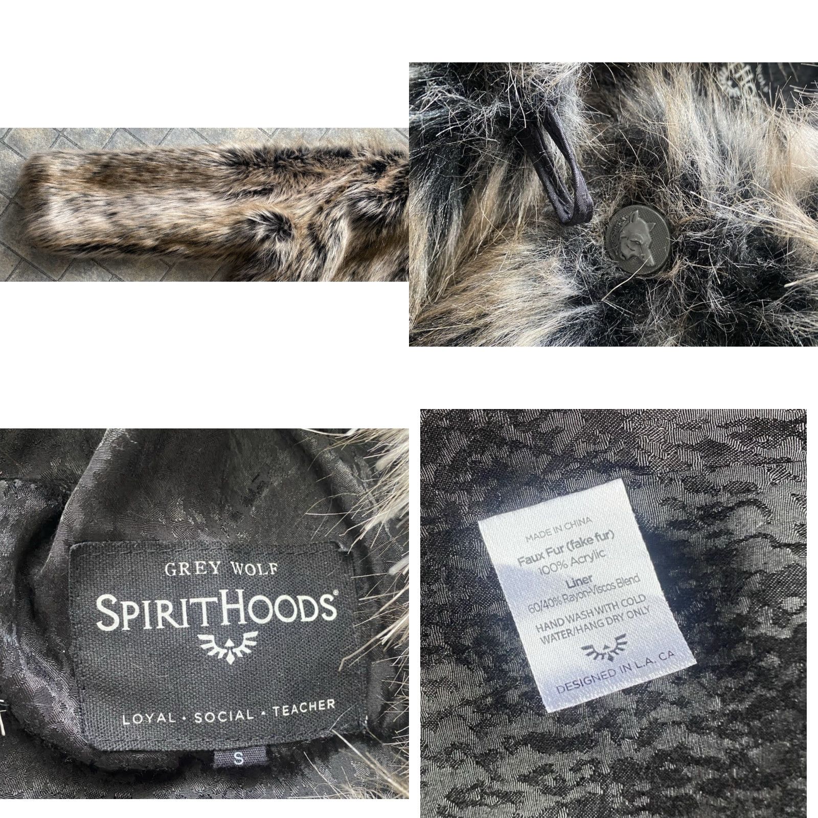 Vintage SpiritHoods Authentic Grey Wolf Classic Faux Fur Coat With Ears Unisex Small Size S / US 4 / IT 40 - 8 Thumbnail
