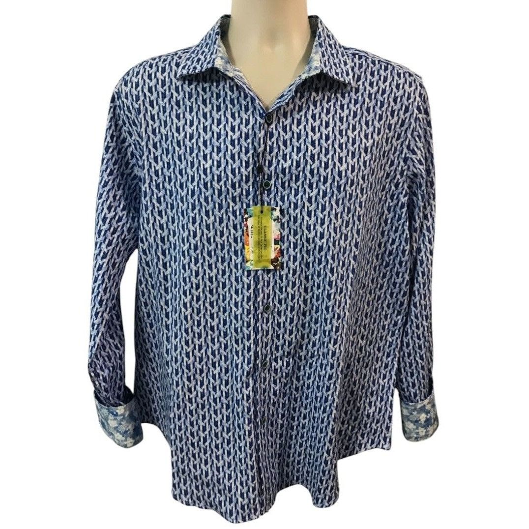 Robert Graham Robert Graham Tulsa Geo Blue White Long Sleeve Button Down S Size US S / EU 44-46 / 1 - 2 Thumbnail