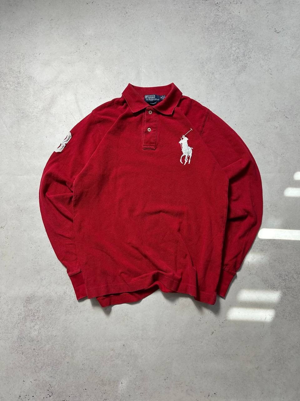 Pre-owned Polo Ralph Lauren X Vintage Polo Ralph Laurent Big Logo Rugby Longsleeve M In Red