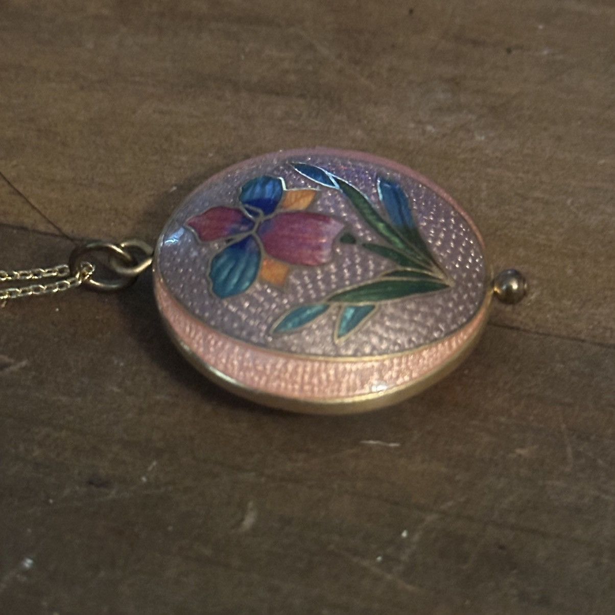 Vintage Vintage cloisonné Lilly pendant necklace Size ONE SIZE - 4 Thumbnail