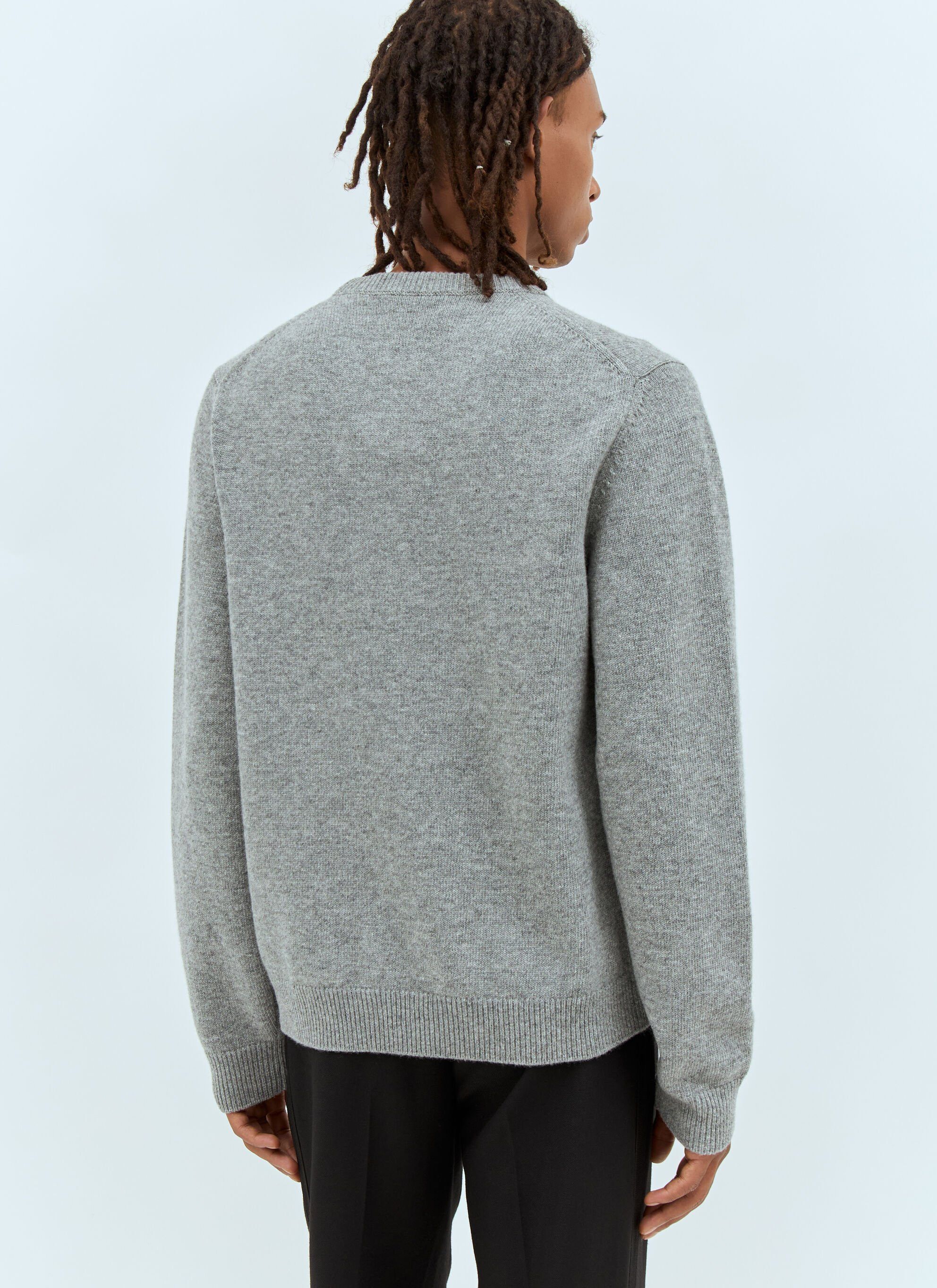 Gucci Gucci Logo Intarsia Wool Sweater – Grey Mélange – Size L Size US L / EU 52-54 / 3 - 11 Thumbnail
