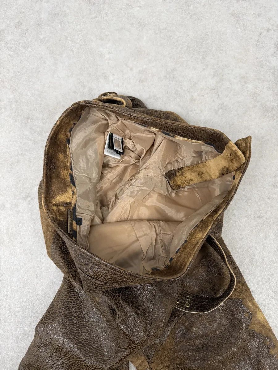 Roberto Cavalli AW2000 Roberto Cavalli Brown Eroded Leather Burnt Pants Size 26" / US 2 / IT 38 - 12 Thumbnail