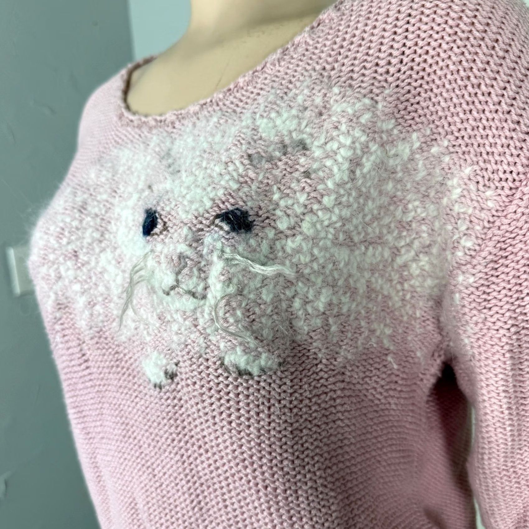 Jim Thompson VINTAGE Norm Thompson Womens Sweater M Cotton Pink 1990s Secret ry Geek Cats Neuma Whiskers C3-21 Size M / US 6-8 / IT 42-44 - 4 Thumbnail
