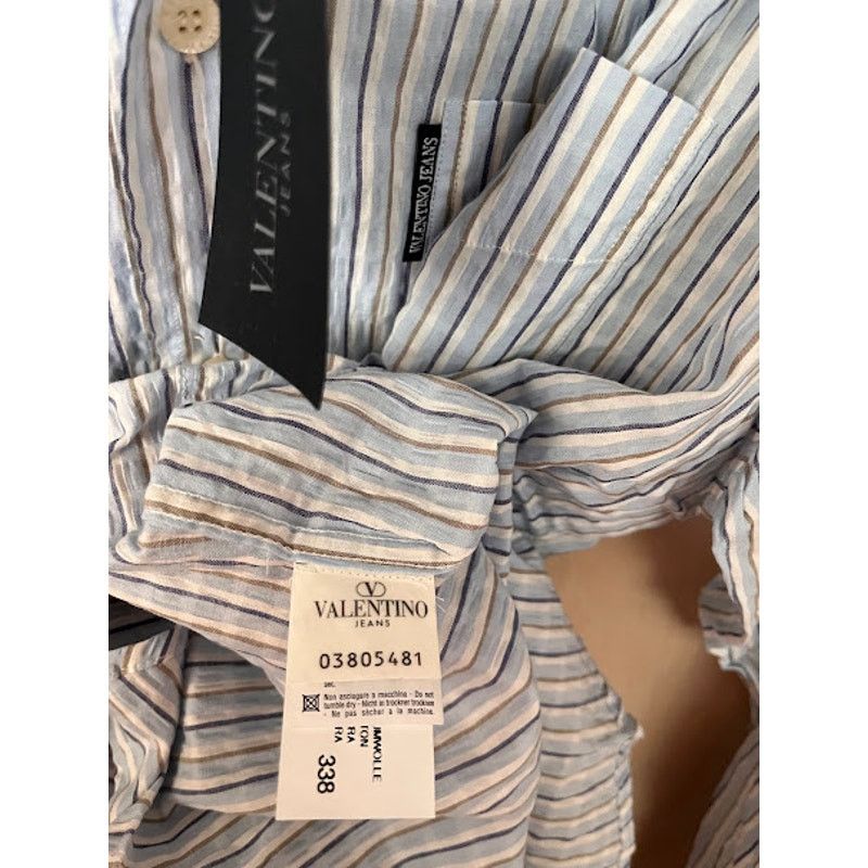 Valentino Vintage 80s New Valentino Jeans Shirt Stripe Seersucker Size US XL / EU 56 / 4 - 5 Thumbnail