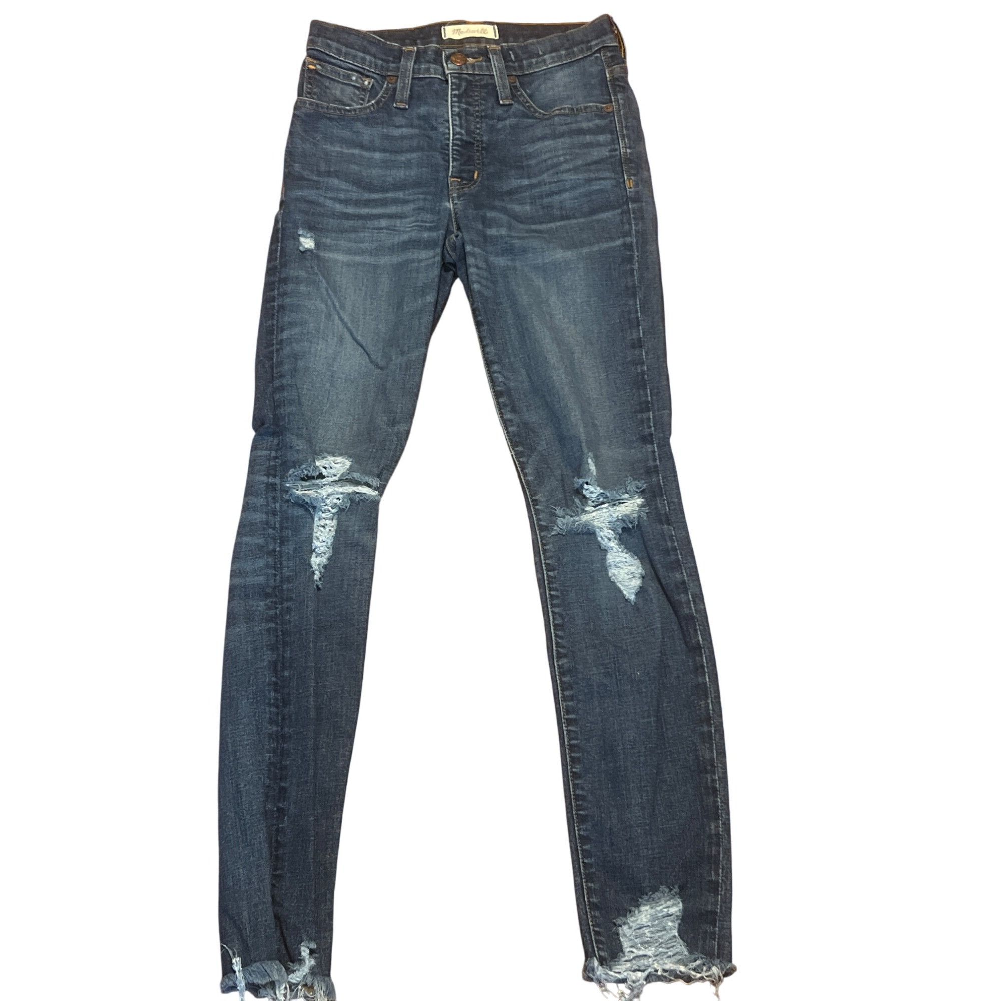 Madewell Madewell 9" High Rise Skinny Distressed Jeans Denim Frayed H Size 42" / US 20 - 1 Thumbnail