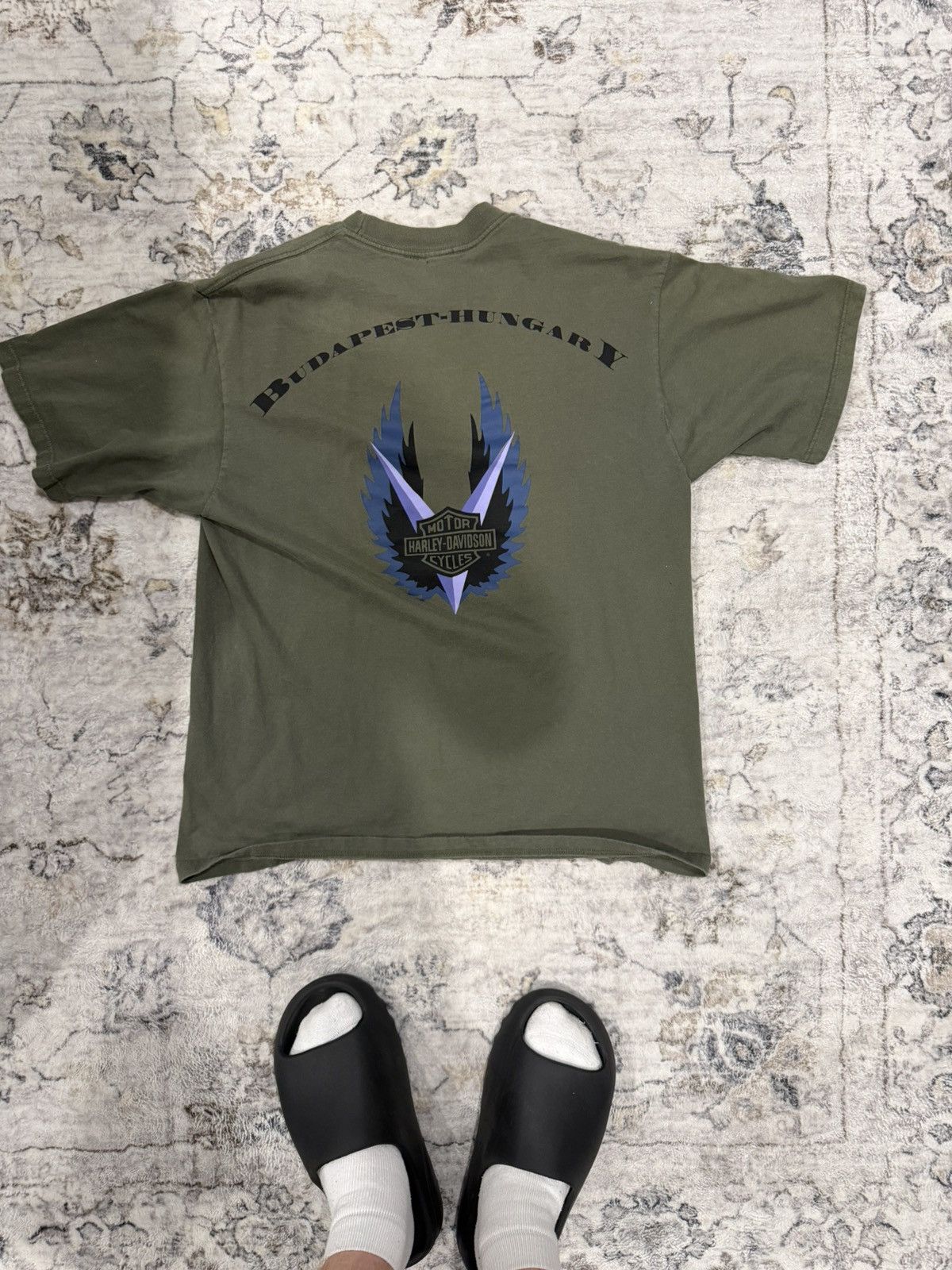 Harley Davidson Vintage Harley Davidson (Budapest-Hungary) Olive Green Tee Size US M / EU 48-50 / 2 - 3 Thumbnail