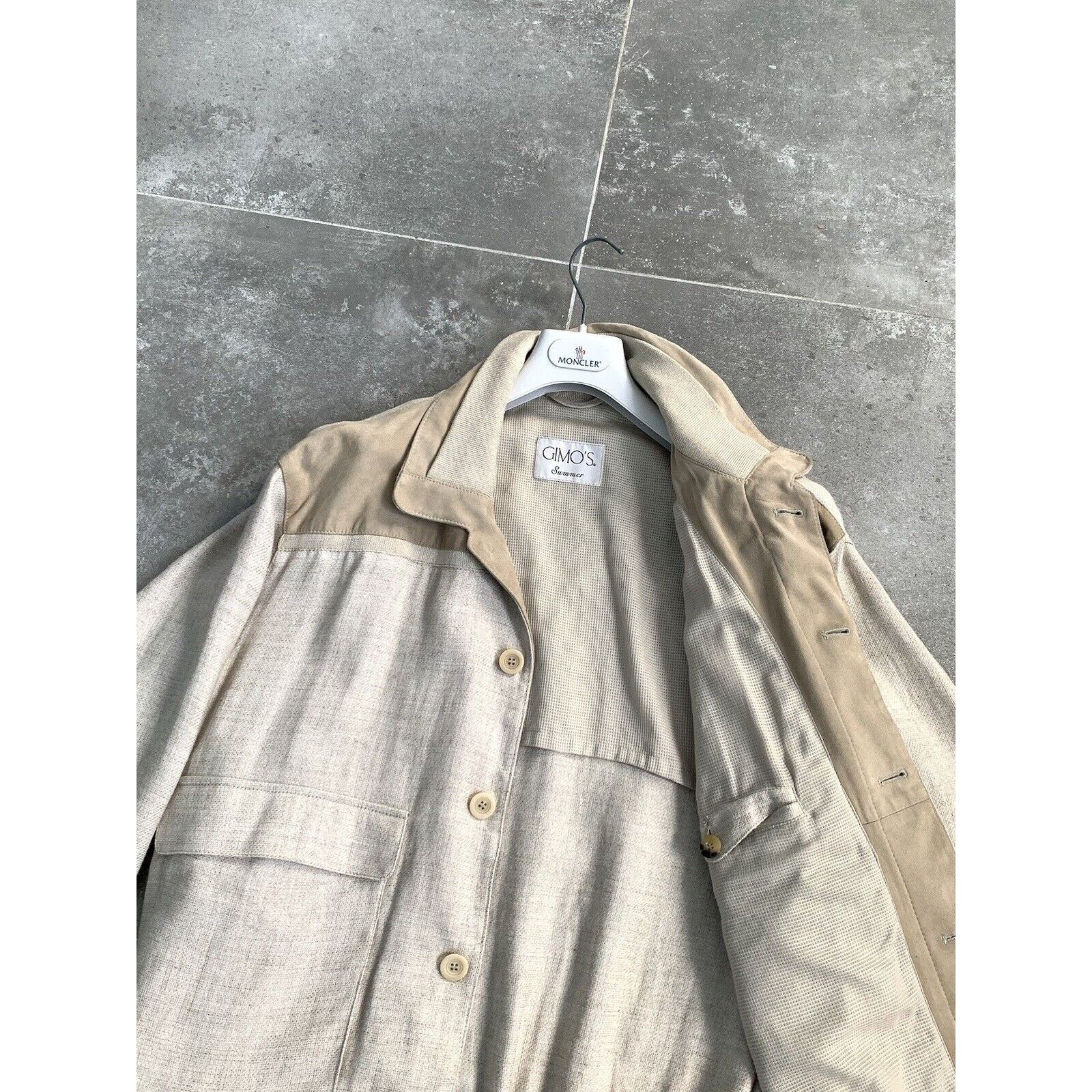 Gimo's × Vintage Men's GIMO'S SUEDE LINEN Bomber Jacket Coat EU 56 UK 46 XL Size US XXL / EU 58 / 5 - 6 Thumbnail