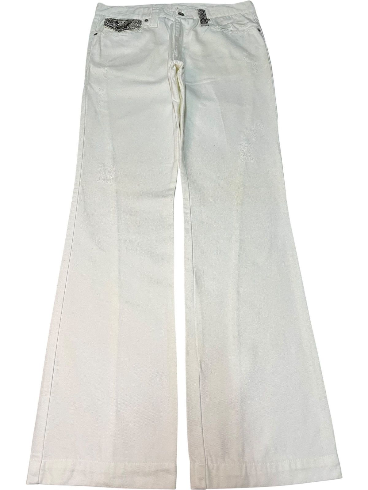 If Six Was Nine Vintage Japanese Brand Snake Skin Sashiko Flare Jeans Size 33" - 1 Thumbnail