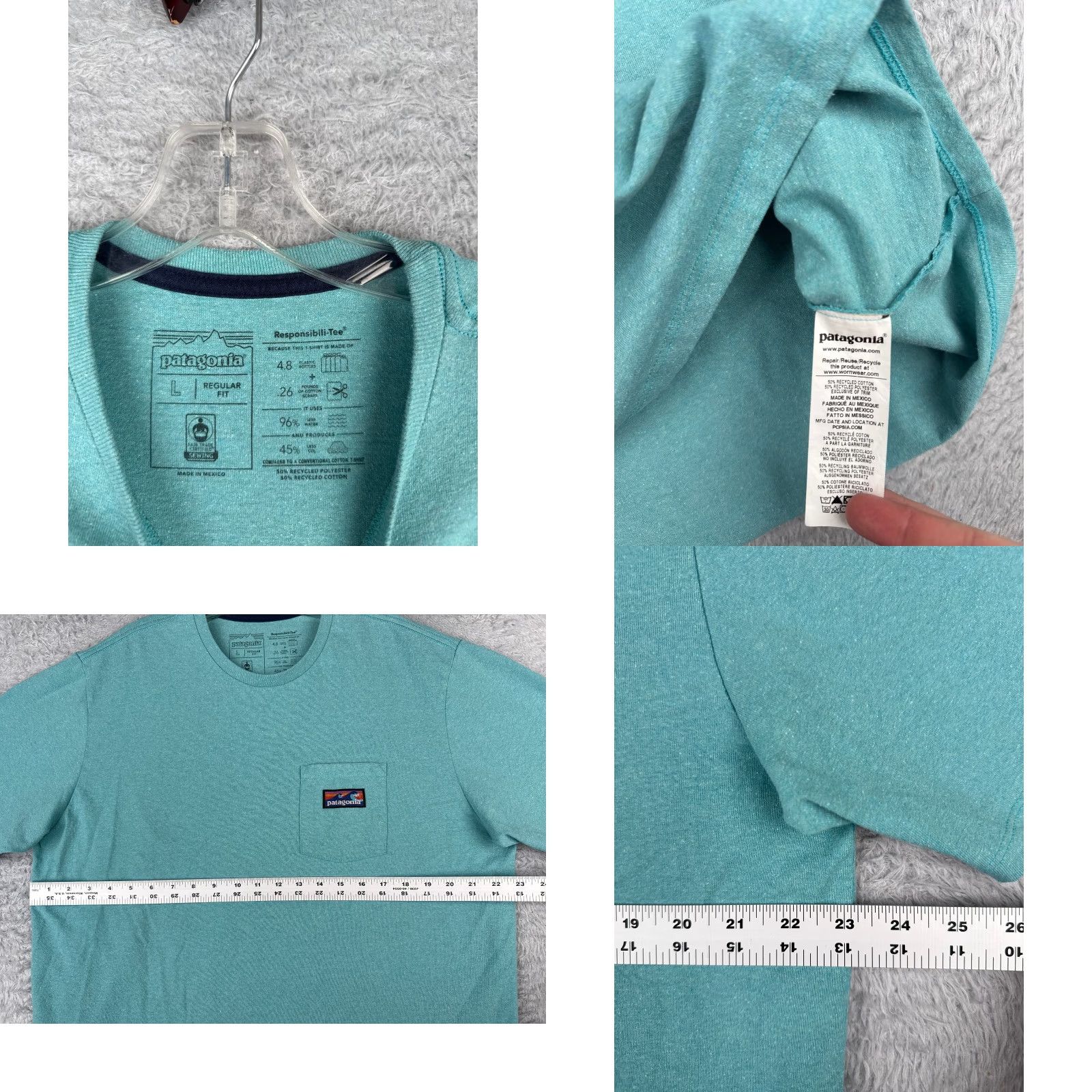 Patagonia Patagonia Shirt Men L Blue Logo Responsibili-Tee Pocket Cotton Blend T-Shirt USA Logo Mens Size US L / EU 52-54 / 3 - 8 Thumbnail