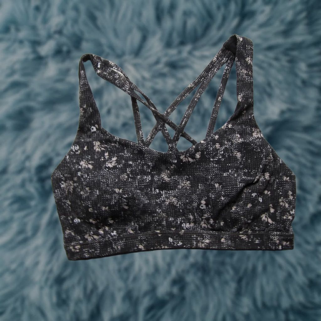 Lululemon Lululemon Energy Bra Womens 8 Gray Sport Performance Running Racerback Medium Support Wireless Full Cup Geometric Pattern Crew N/A Size ONE SIZE - 1 Thumbnail