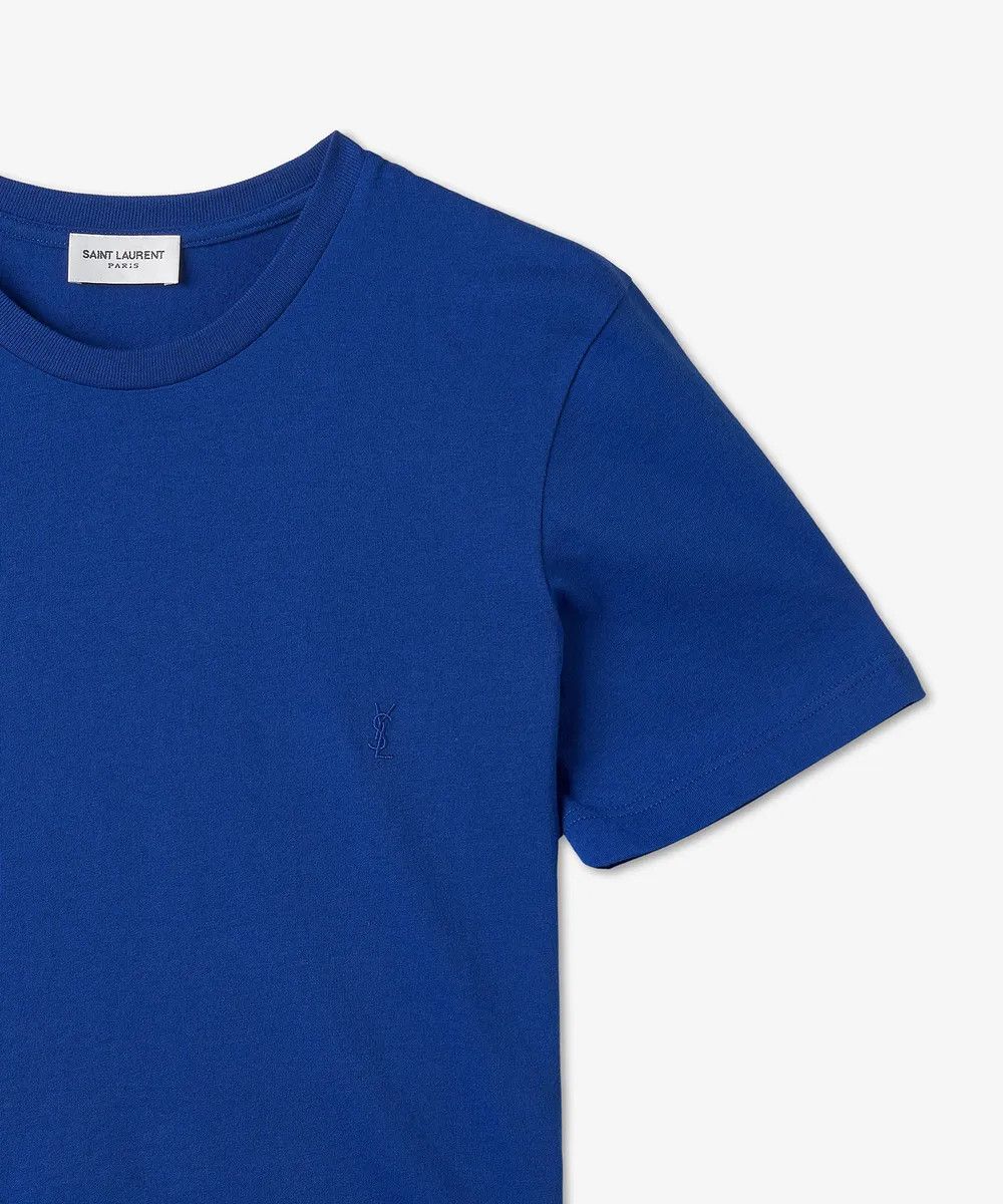 Saint Laurent Paris o1s1wg110425 693298 Cassandre Cropped T-Shirt in Blue Size XL / US 12-14 / IT 48-50 - 3 Thumbnail